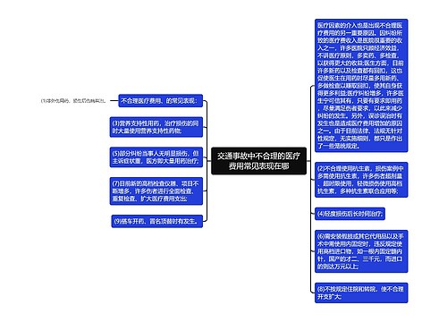 交通事故中不合理的医疗费用常见表现在哪