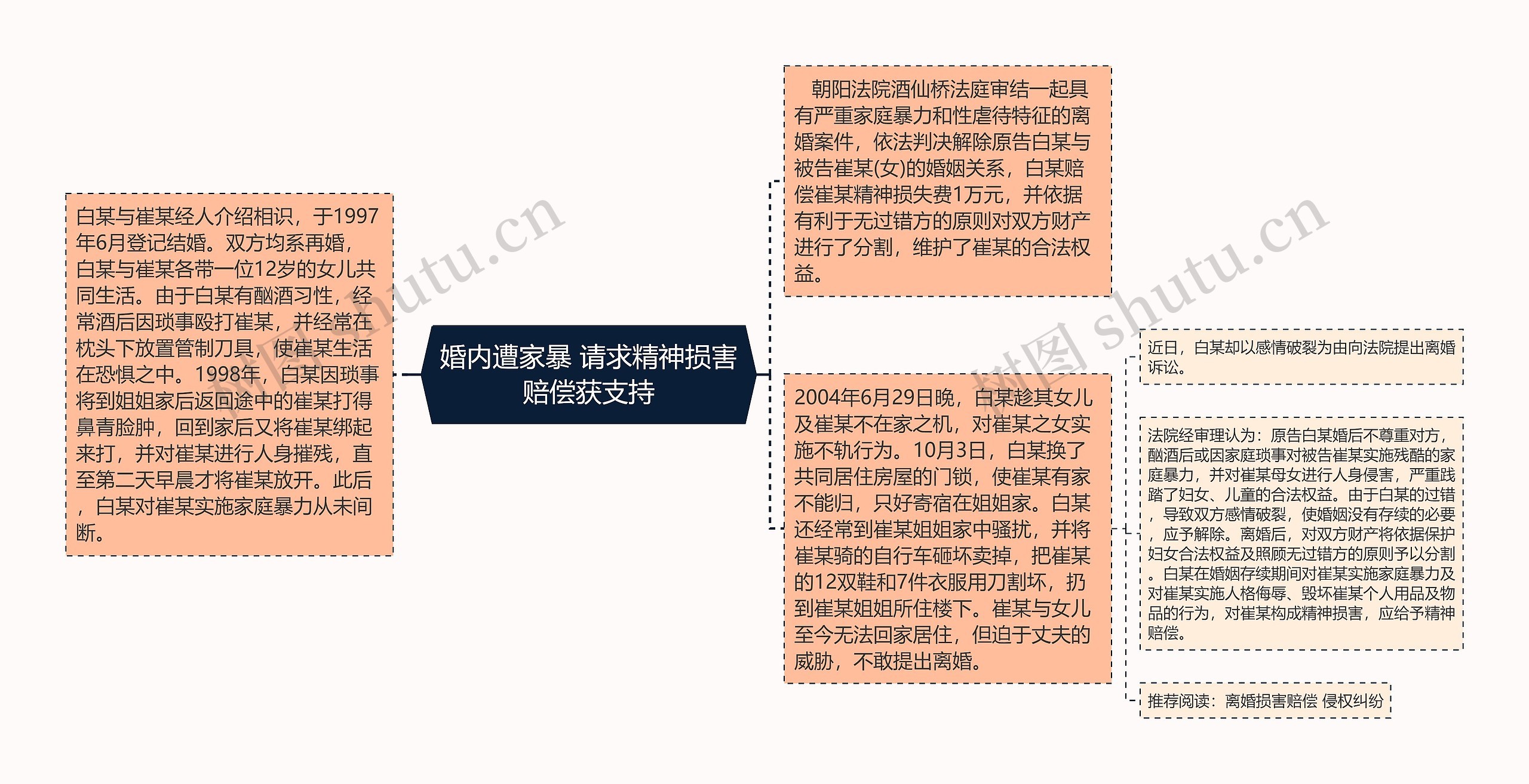 婚内遭家暴 请求精神损害赔偿获支持思维导图