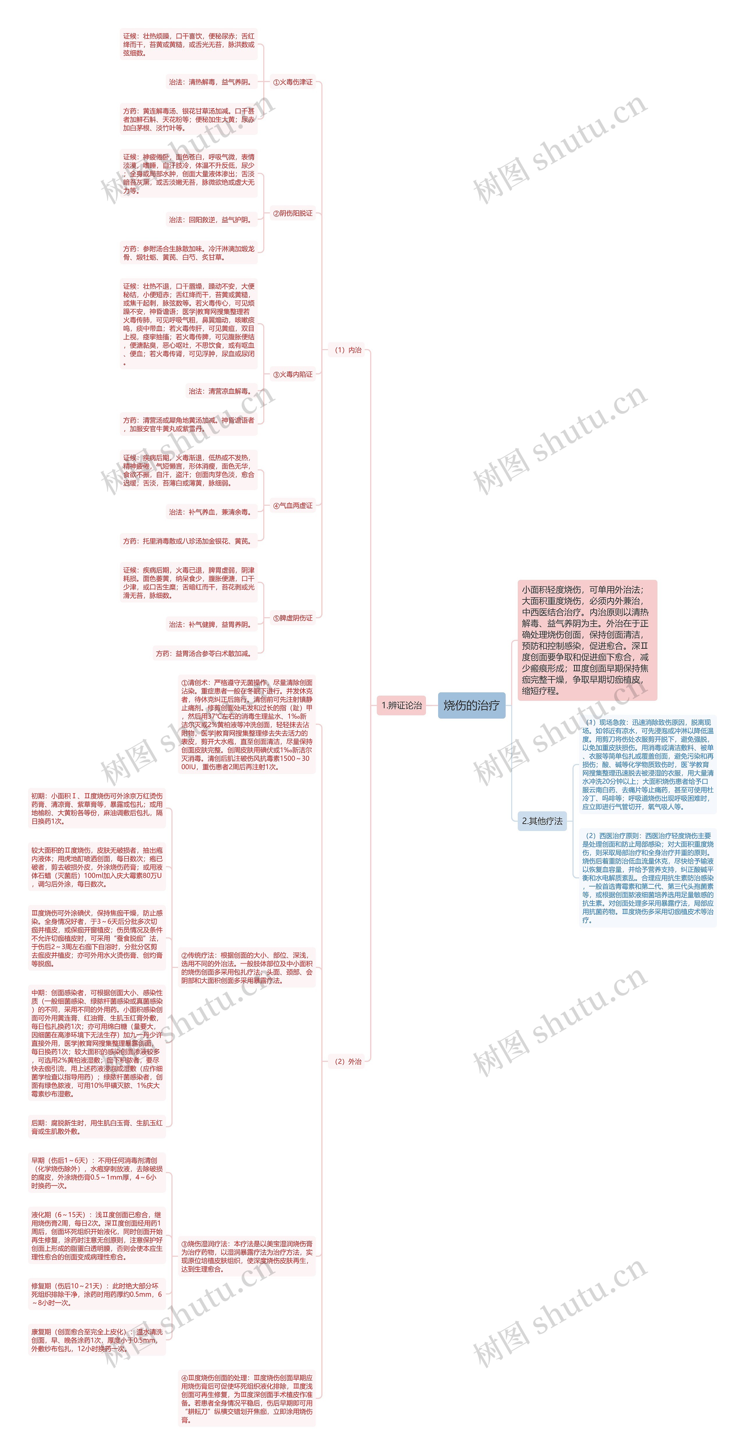 烧伤的治疗思维导图