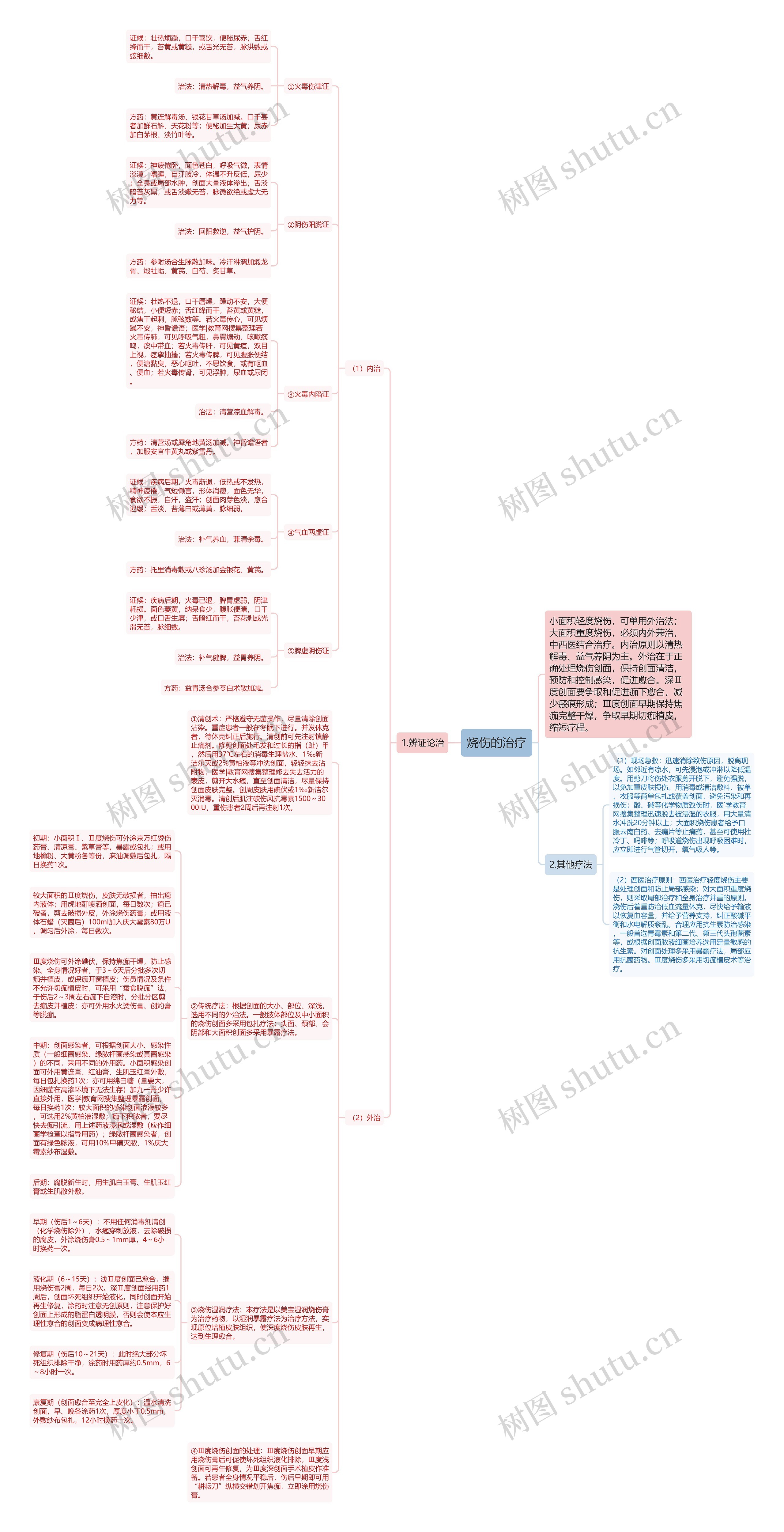 烧伤的治疗思维导图高清图 烧伤的治疗思维导图