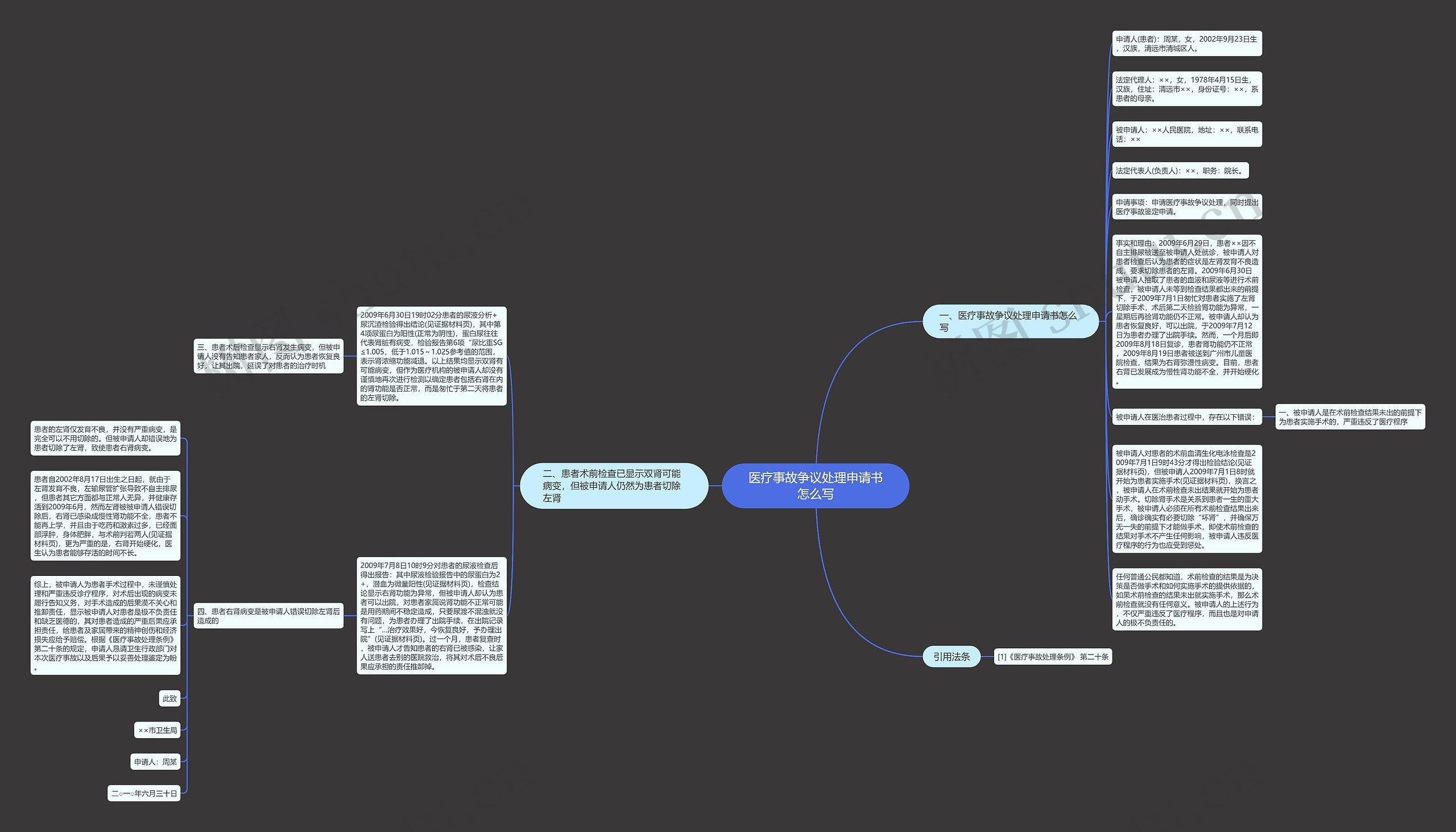 医疗事故争议处理申请书怎么写思维导图