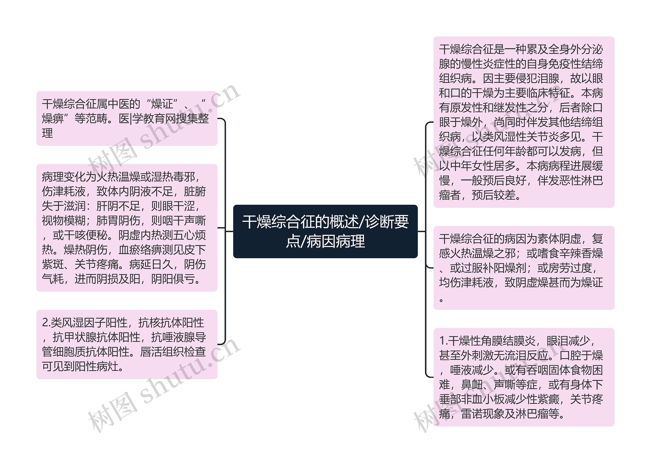 干燥综合征的概述/诊断要点/病因病理思维导图