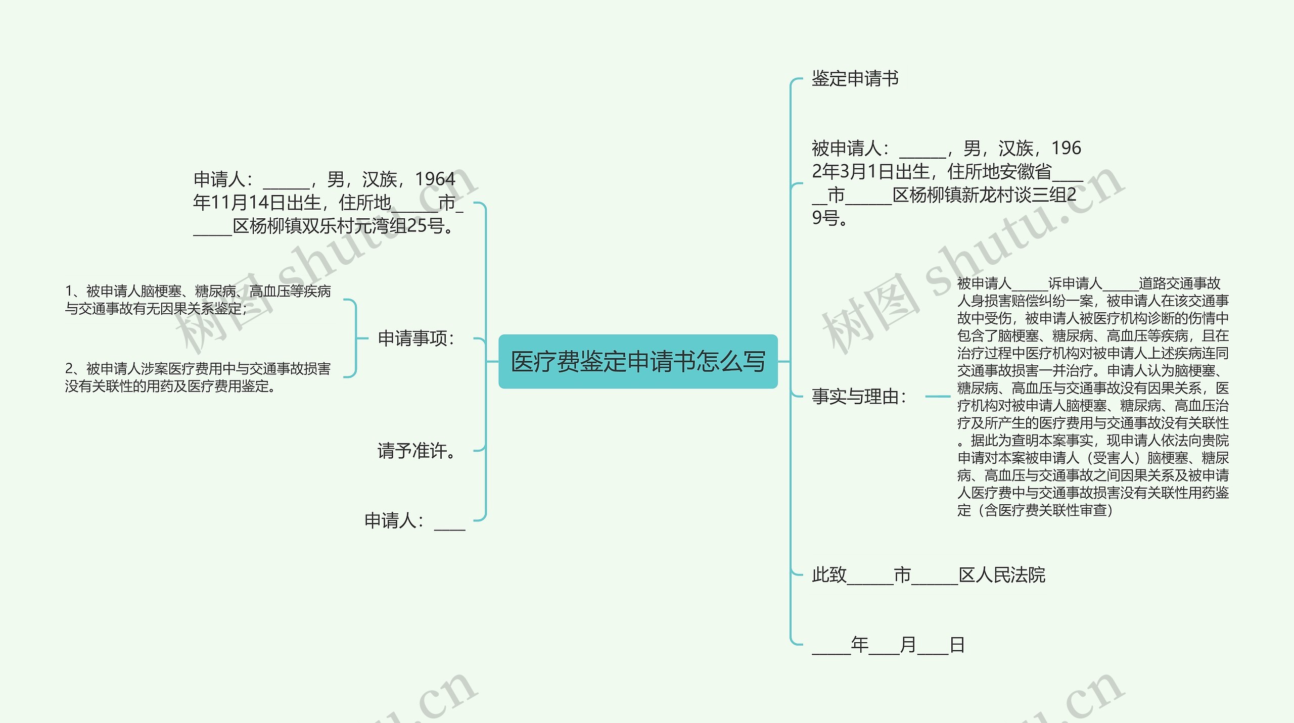 医疗费鉴定申请书怎么写思维导图