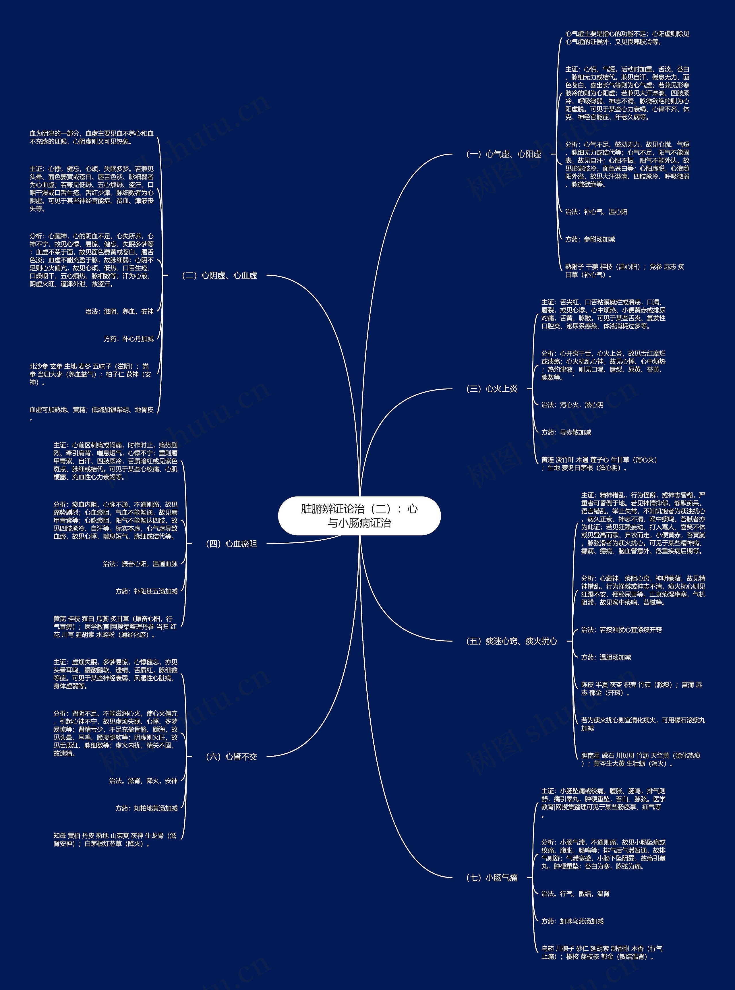 脏腑辨证论治（二）：心与小肠病证治思维导图