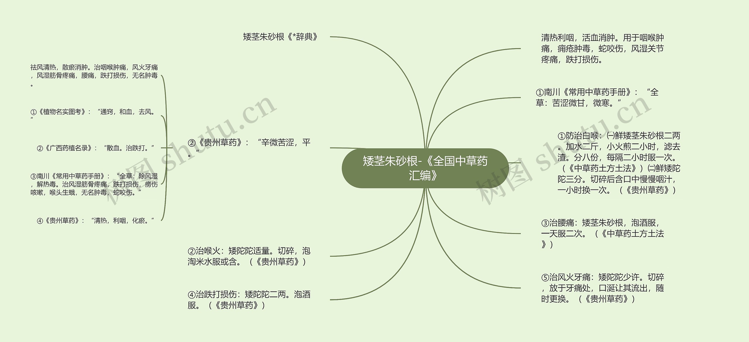 矮茎朱砂根-《全国中草药汇编》思维导图