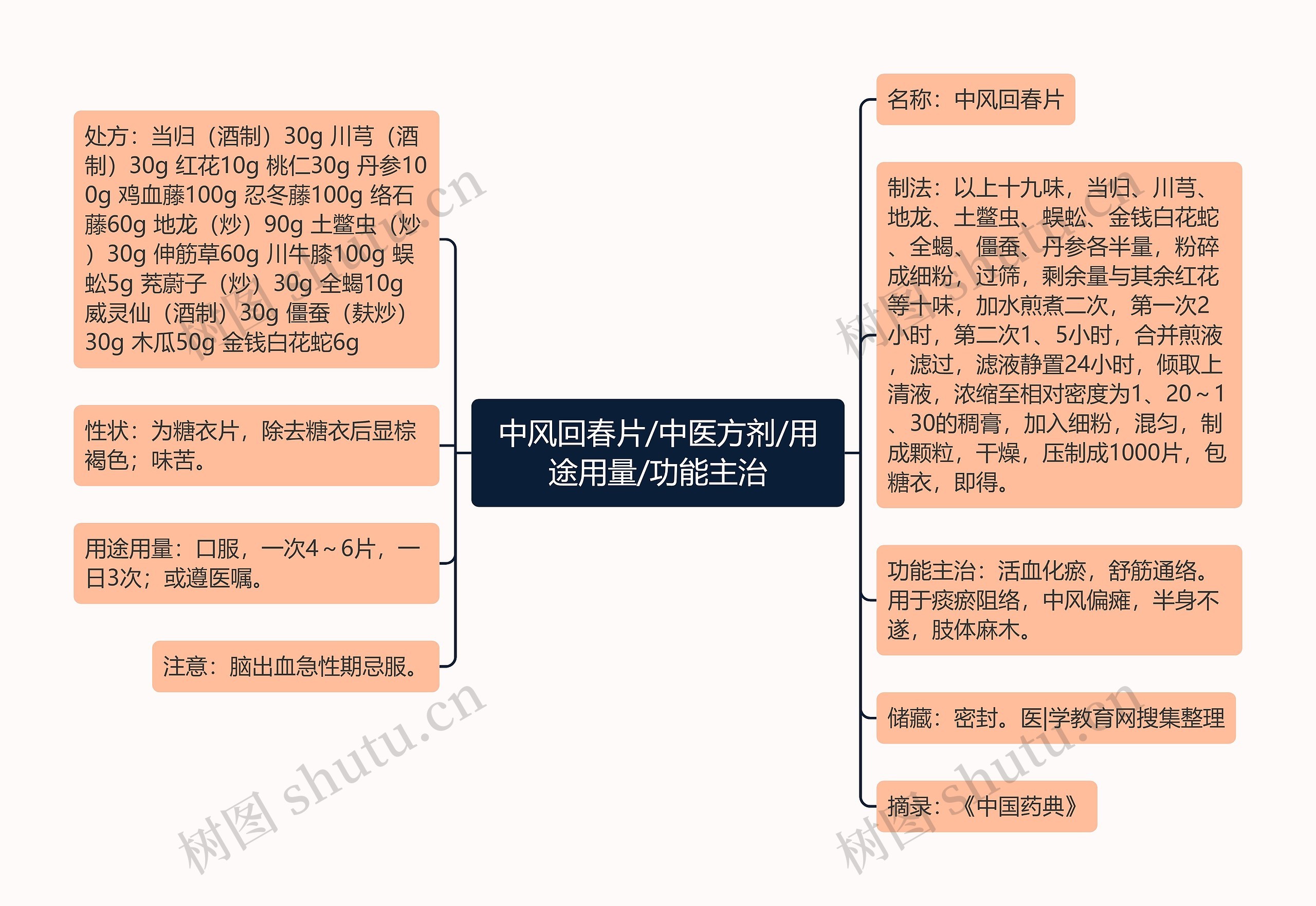 中风回春片/中医方剂/用途用量/功能主治