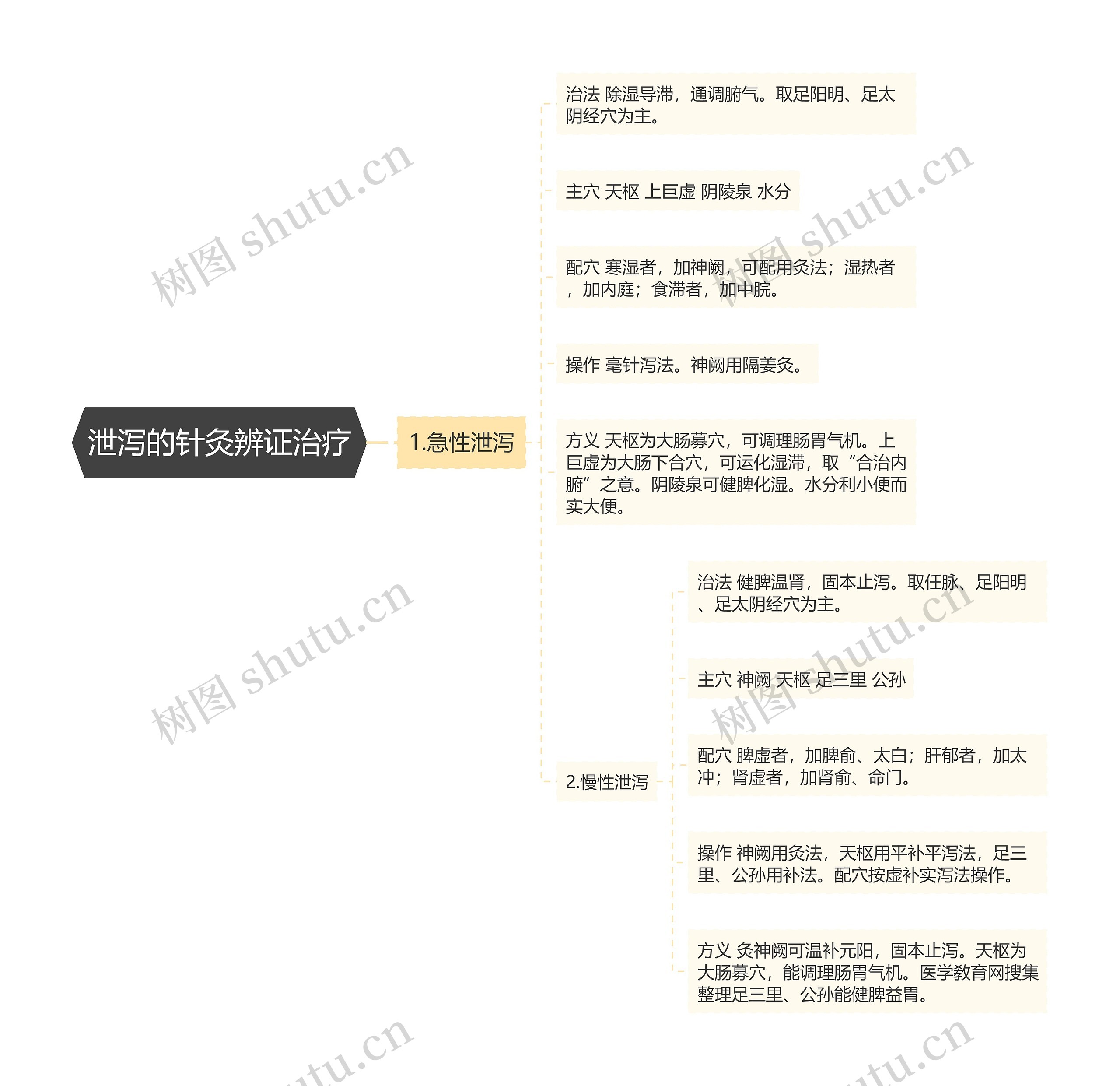 泄泻的针灸辨证治疗思维导图