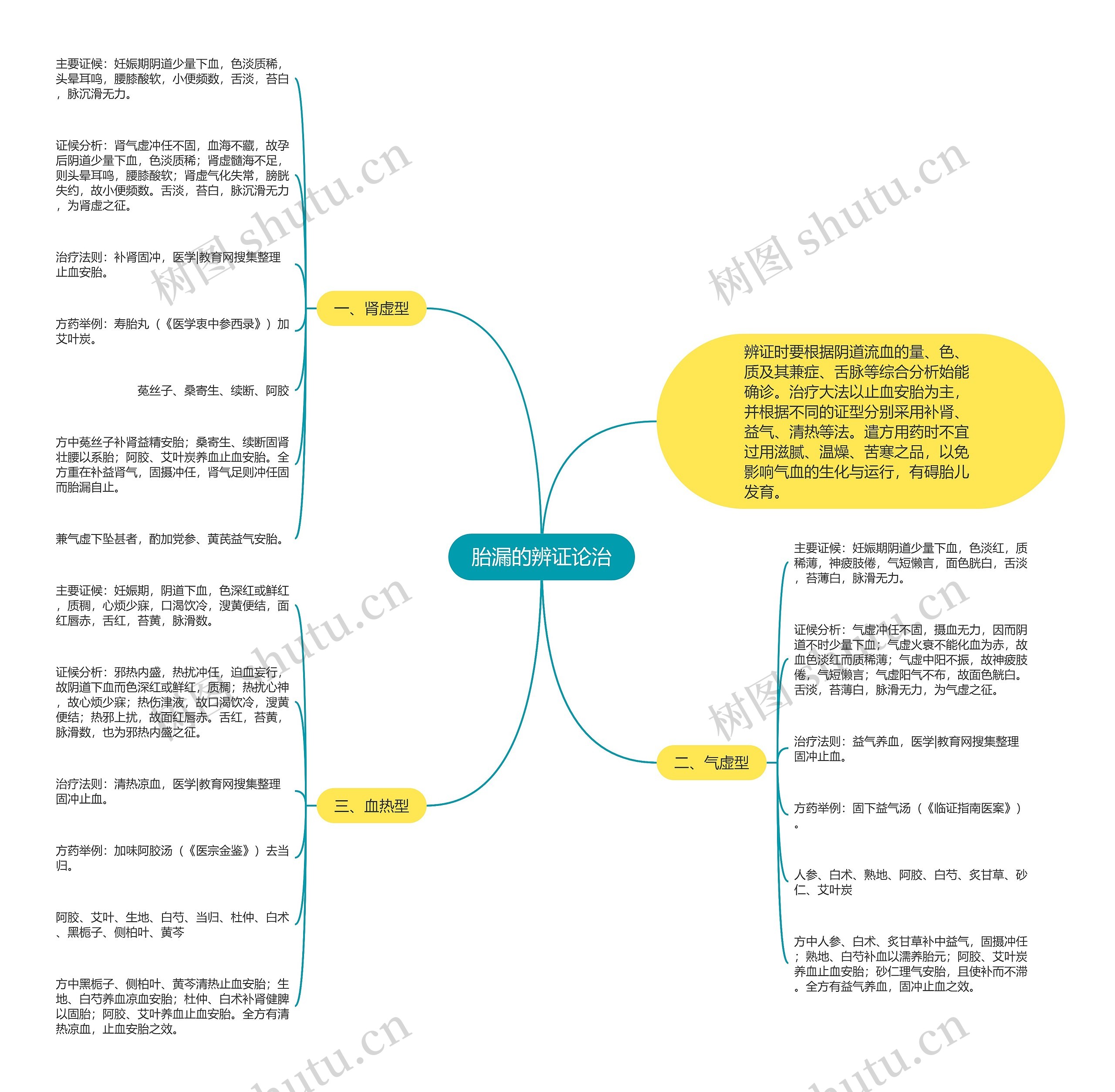 胎漏的辨证论治思维导图