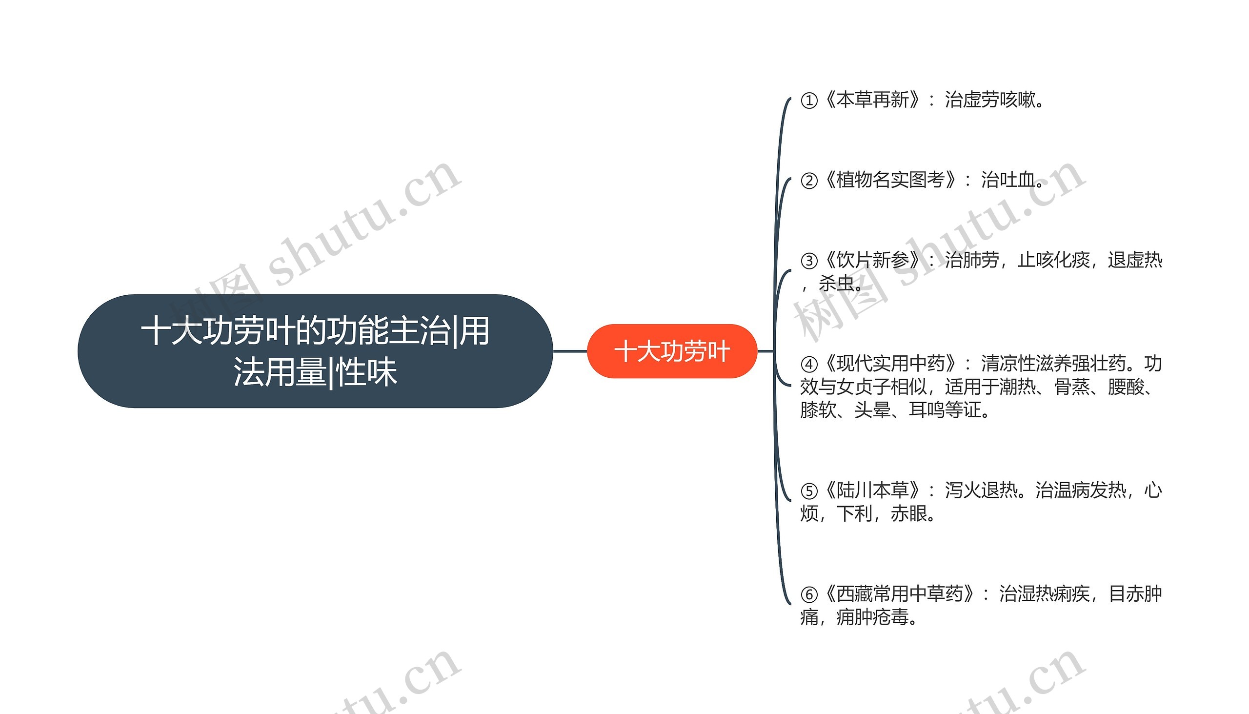 十大功劳叶的功能主治|用法用量|性味思维导图