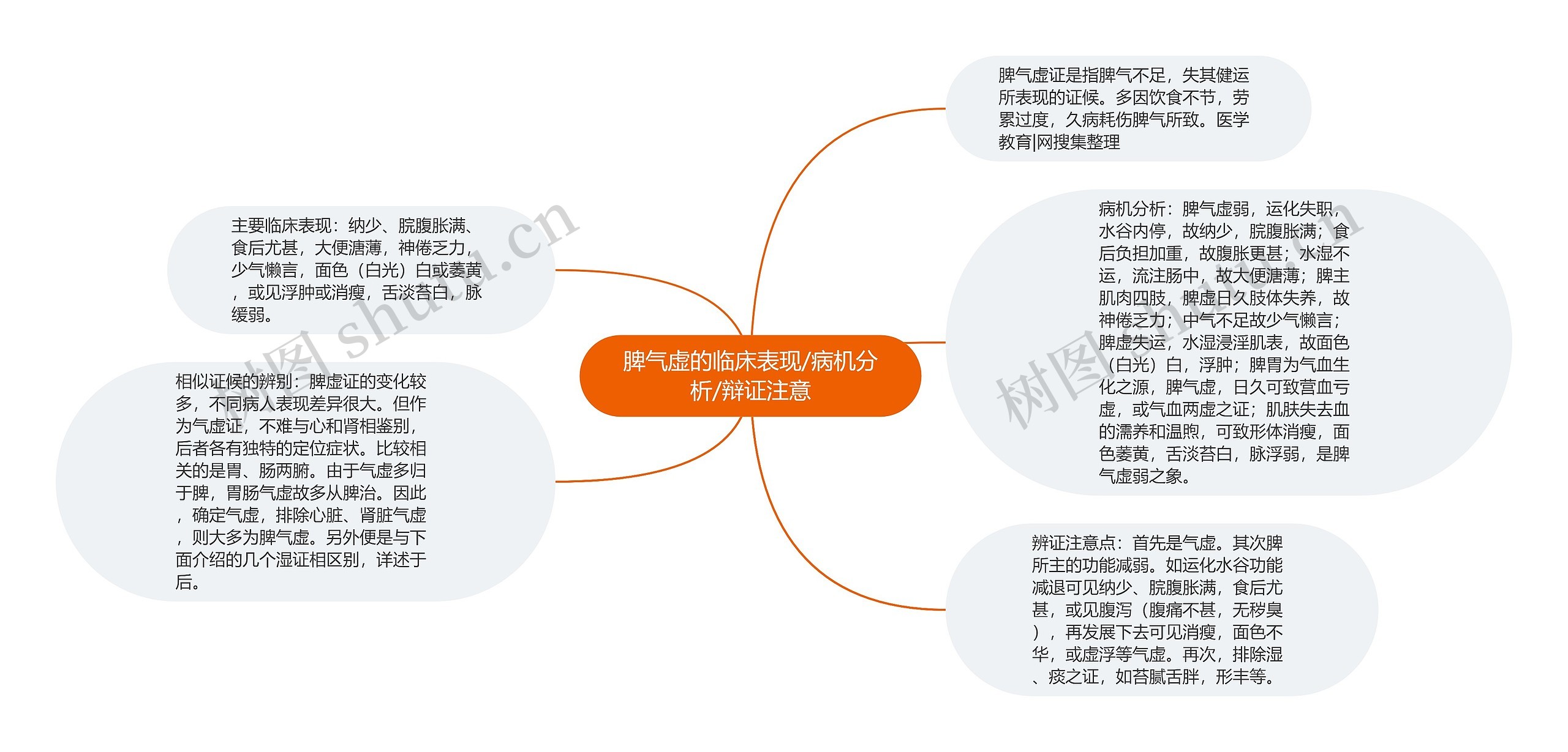 脾气虚的临床表现/病机分析/辩证注意思维导图