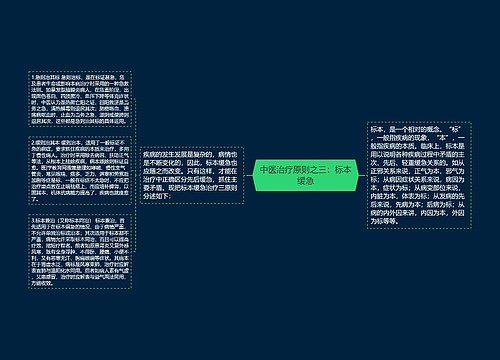 中医治疗原则之三：标本缓急