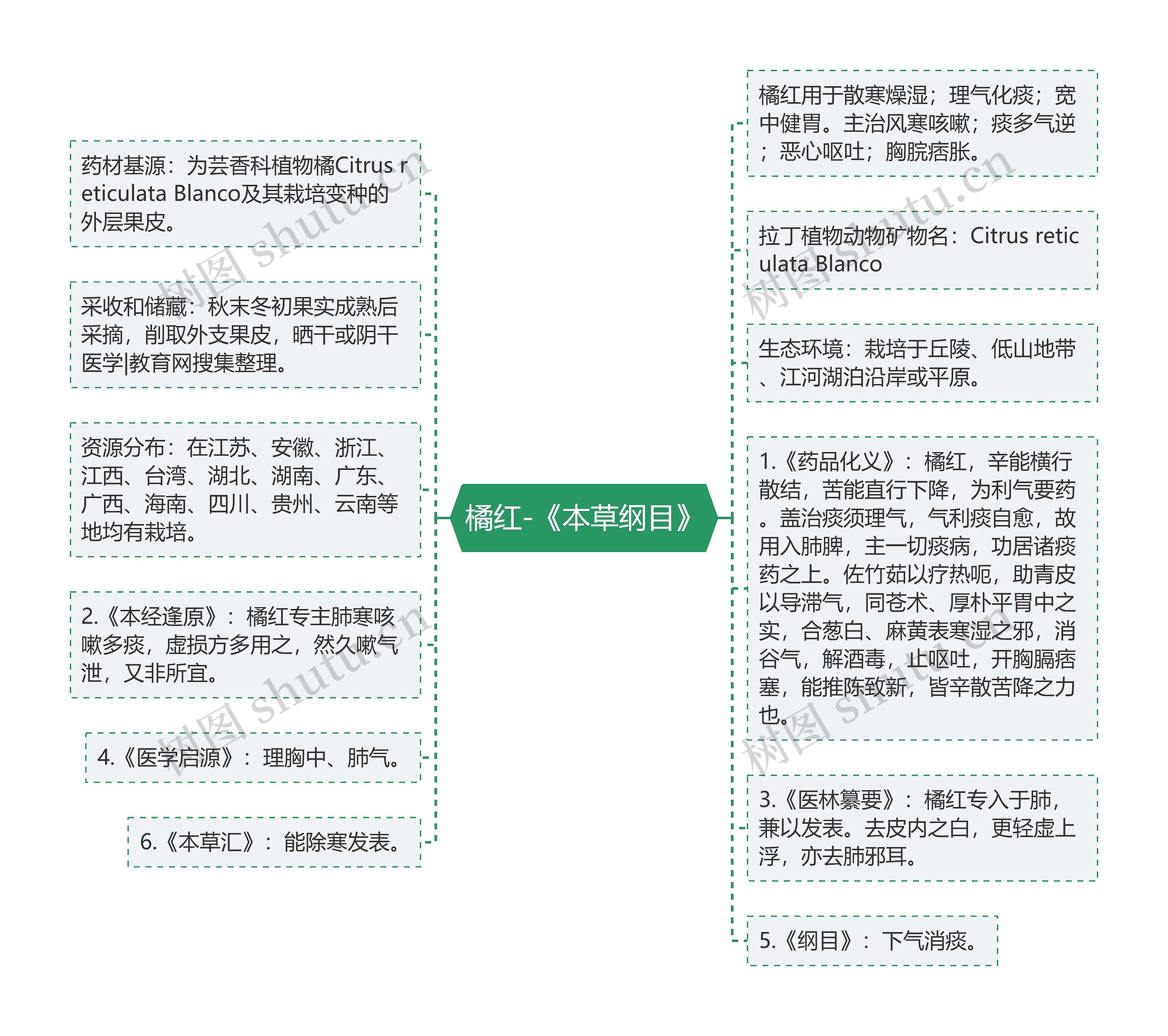 橘红-《本草纲目》思维导图