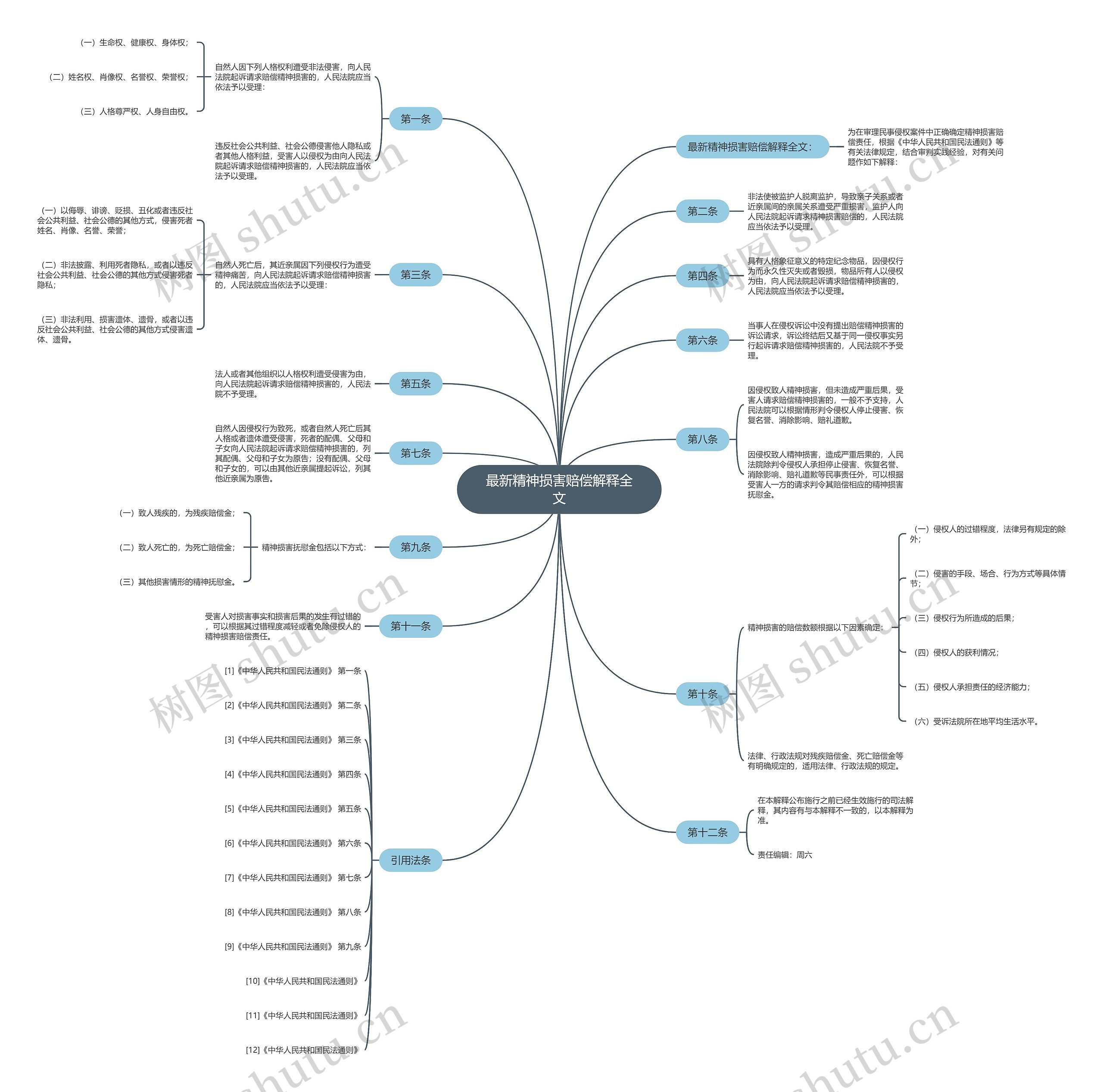 最新精神损害赔偿解释全文思维导图
