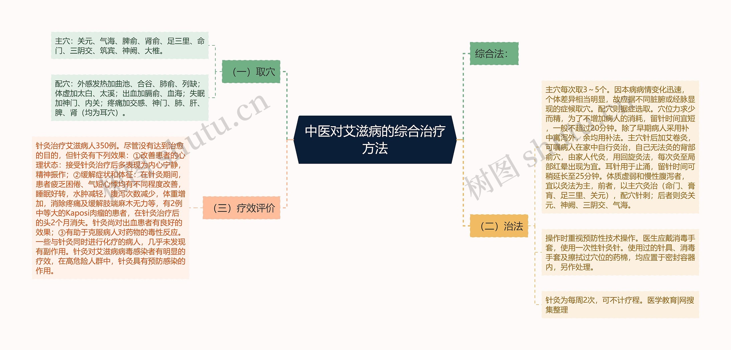 中医对艾滋病的综合治疗方法思维导图