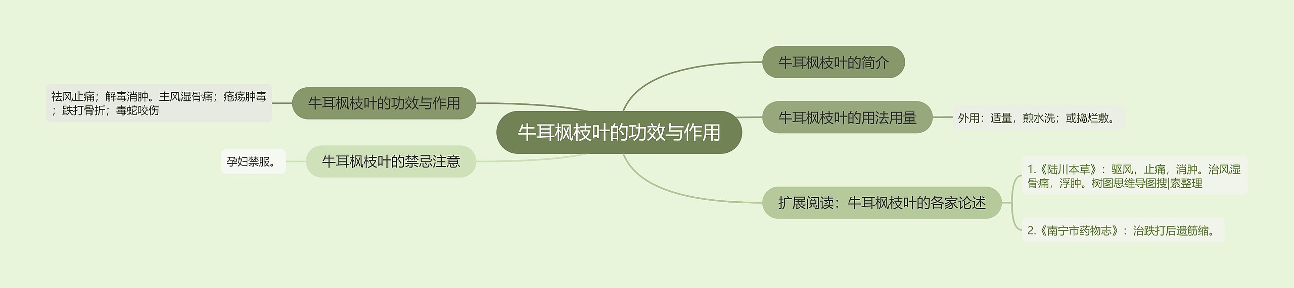 牛耳枫枝叶的功效与作用思维导图