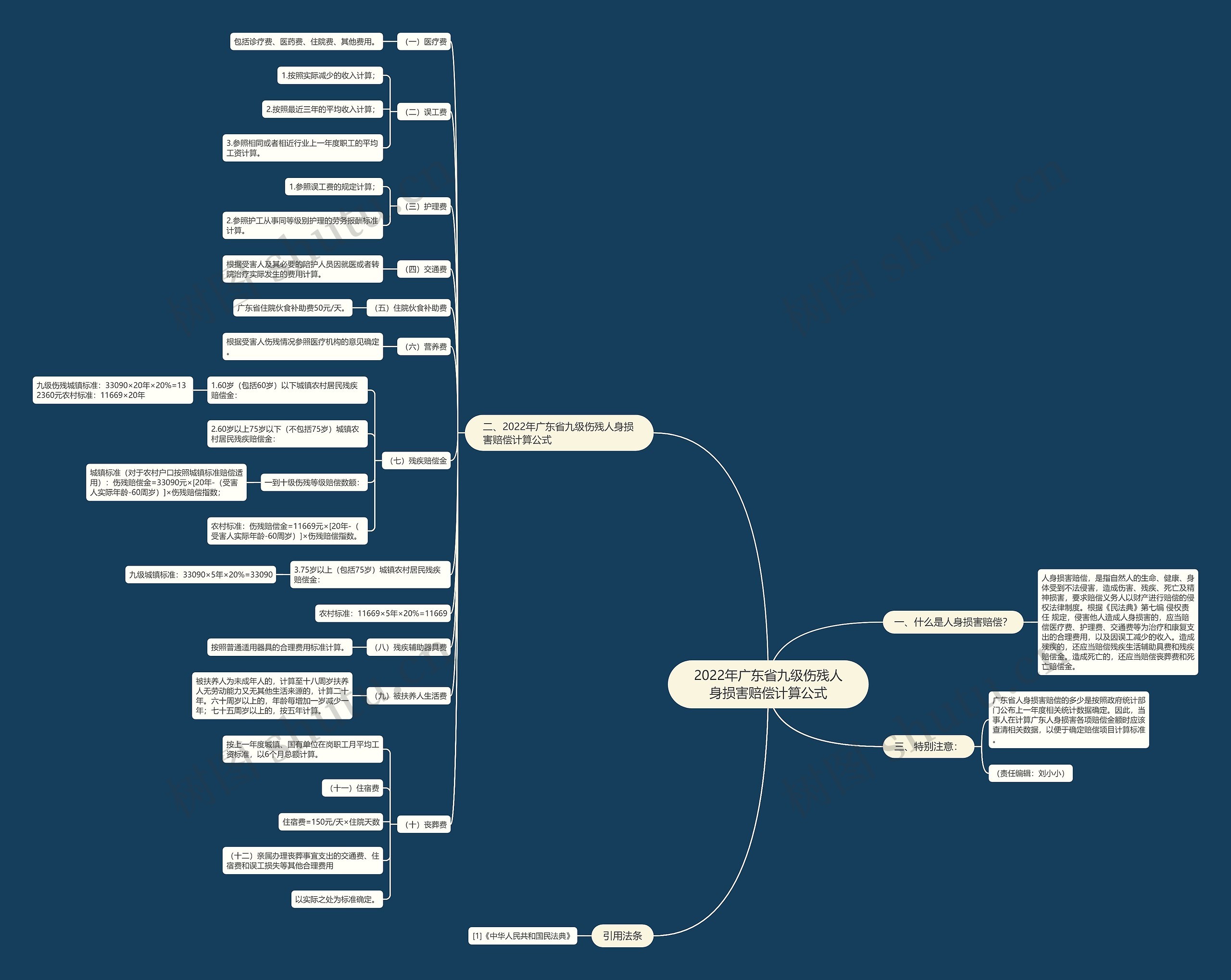 2022年广东省九级伤残人身损害赔偿计算公式 2022年广东省九级伤残人身损害赔偿计算公式