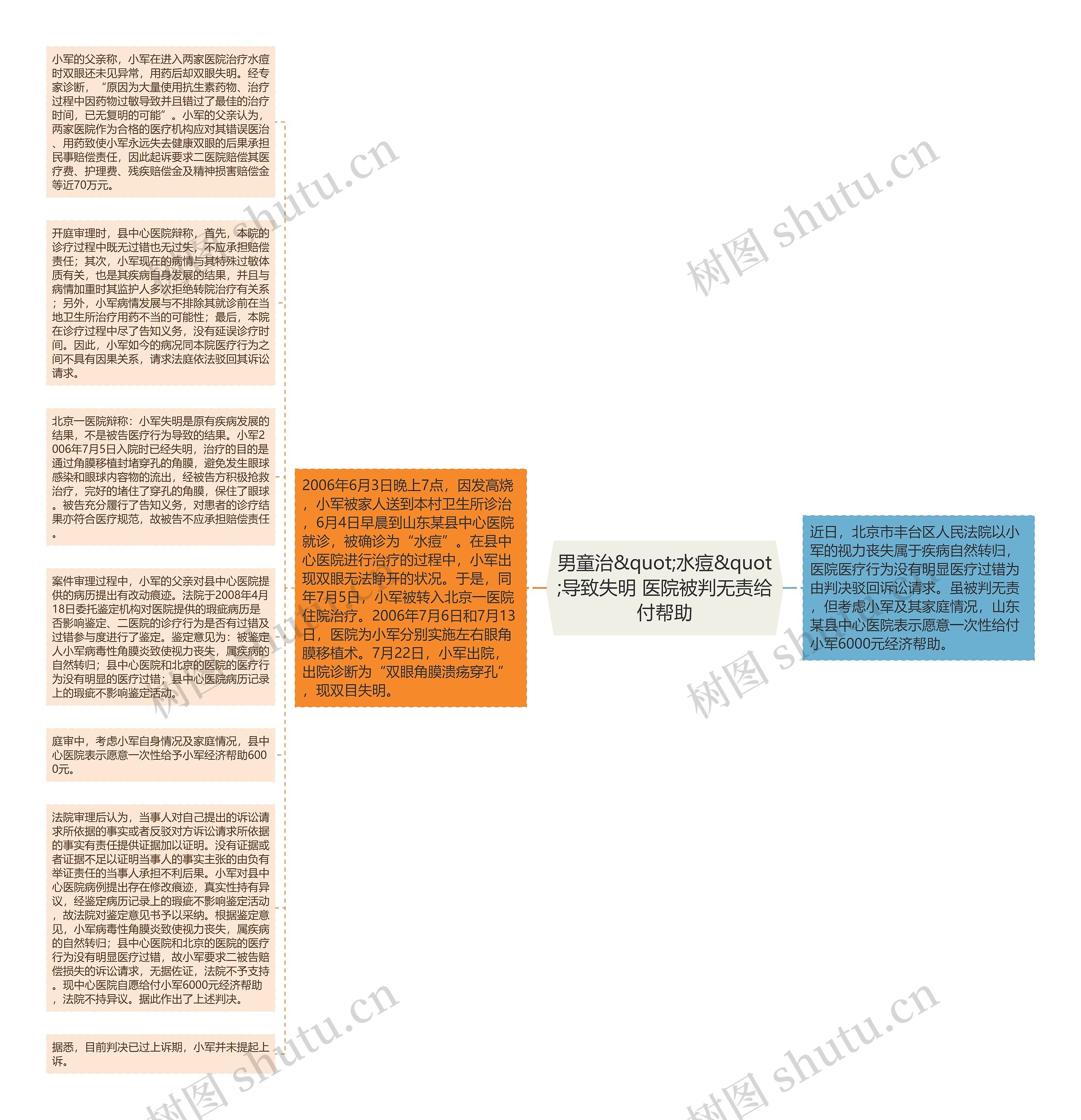 男童治&quot;水痘&quot;导致失明 医院被判无责给付帮助思维导图