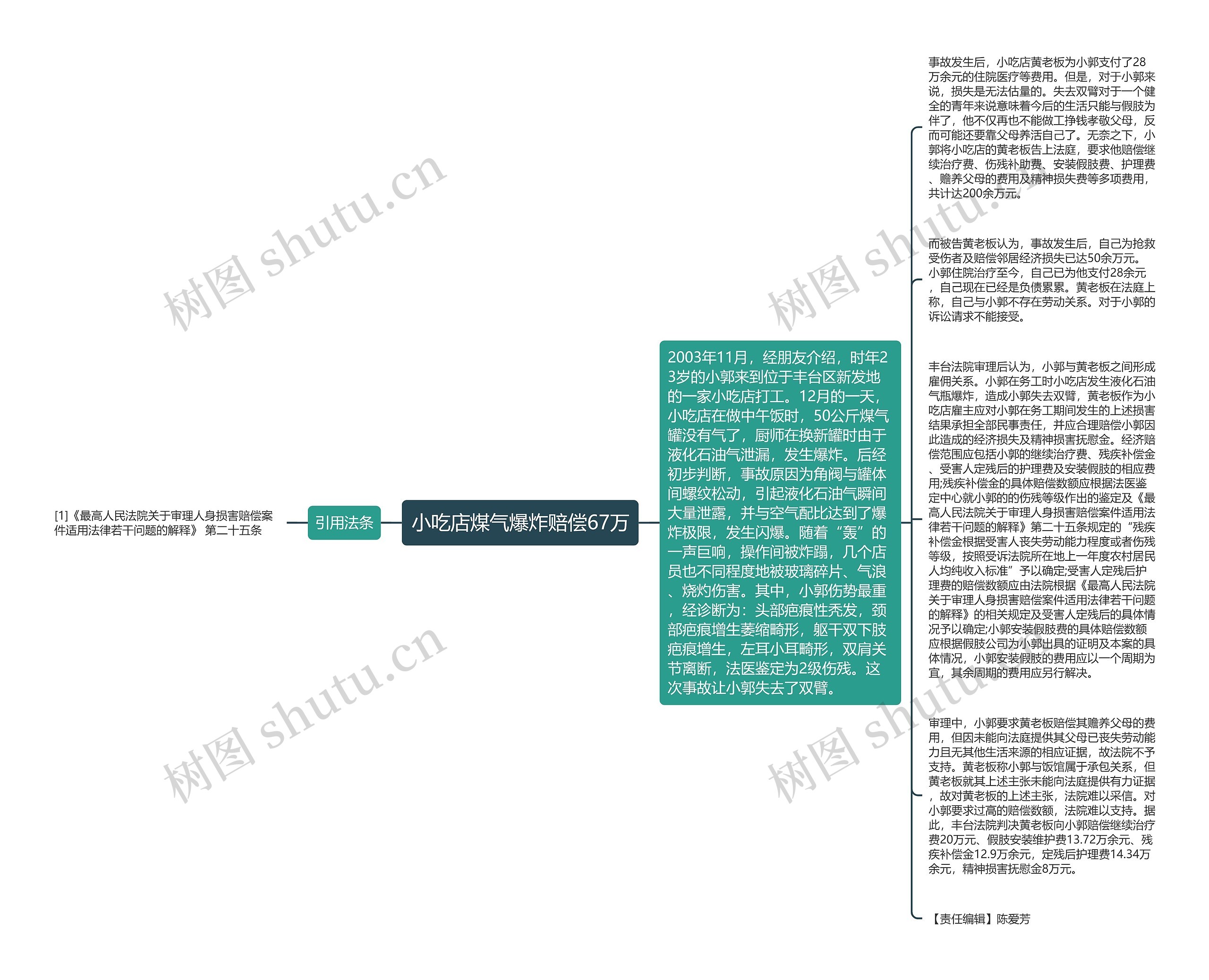 小吃店煤气爆炸赔偿67万思维导图