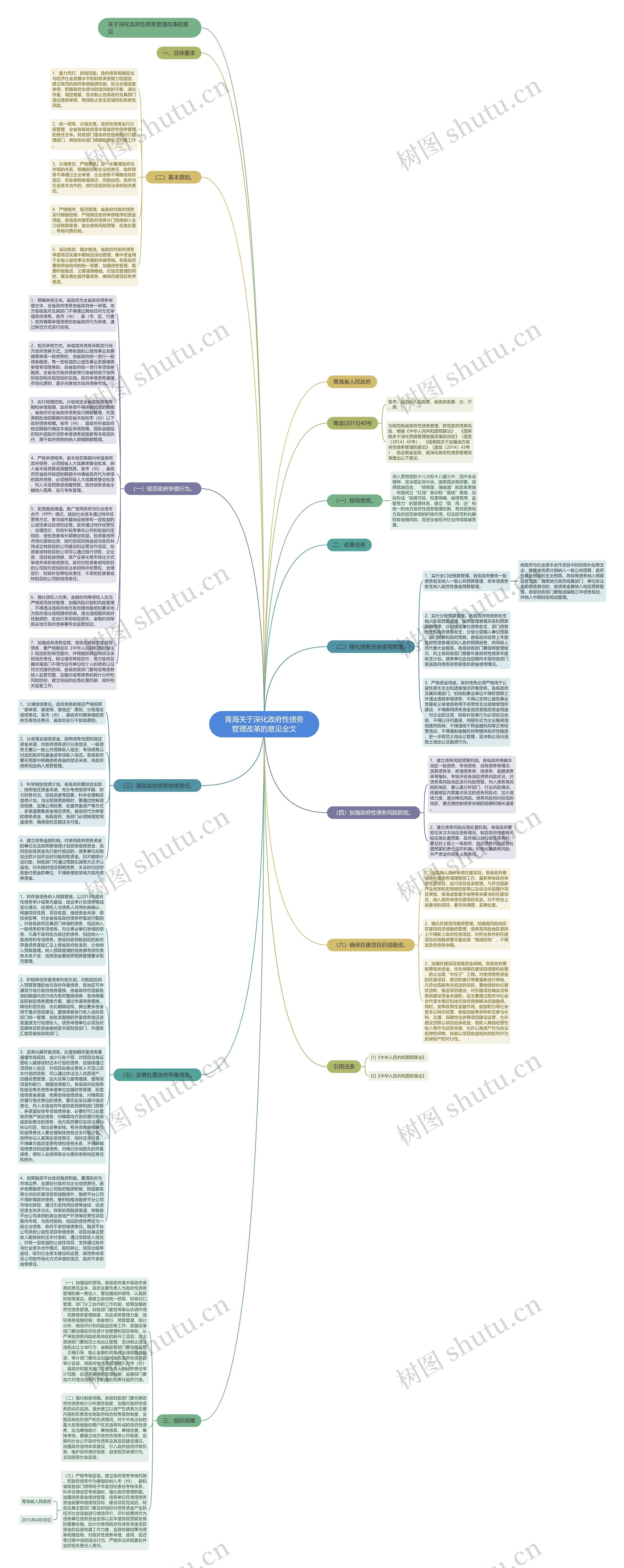 青海关于深化政府性债务管理改革的意见全文思维导图