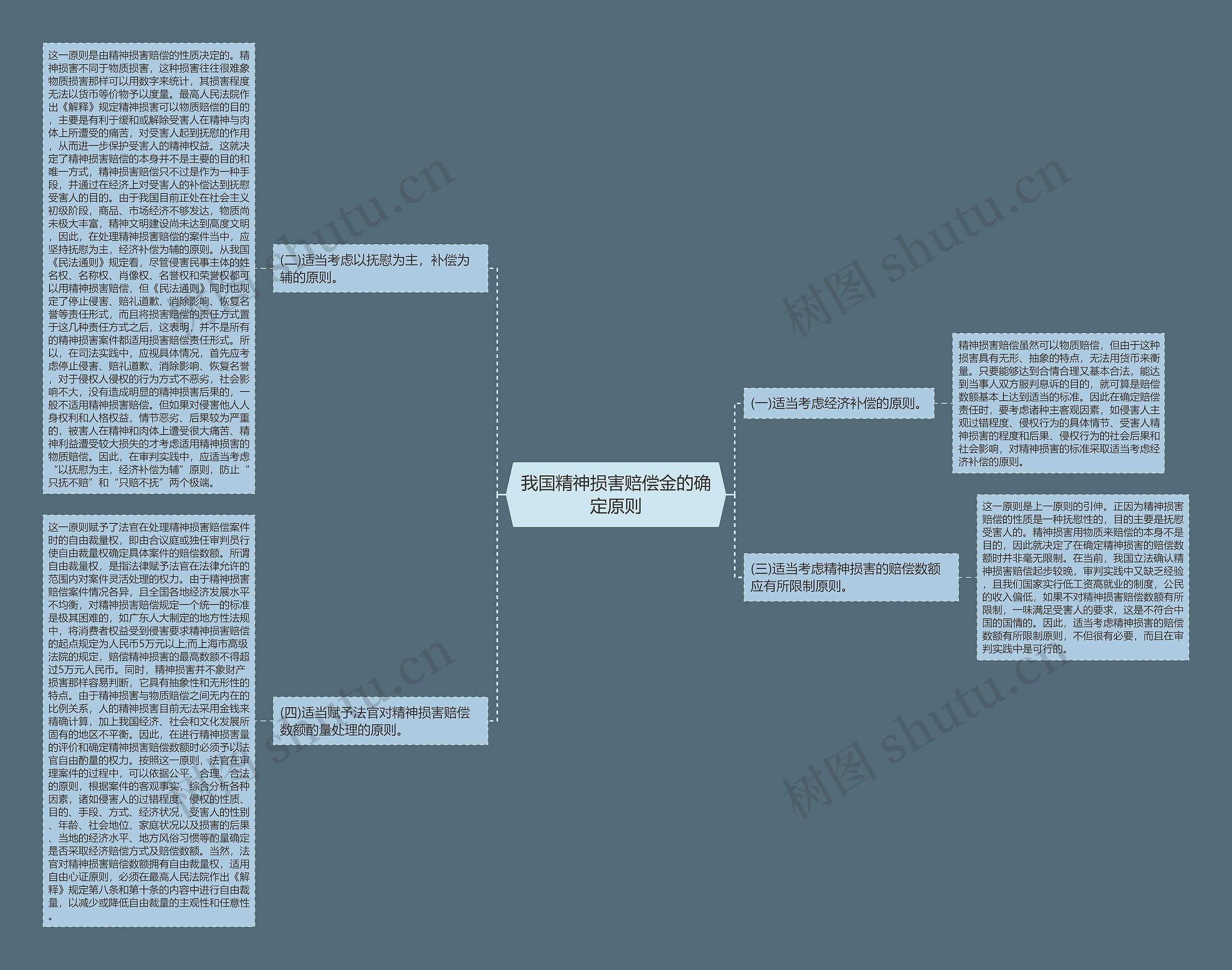 我国精神损害赔偿金的确定原则思维导图