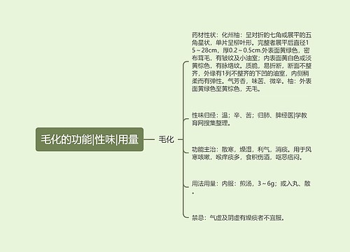 毛化的功能|性味|用量