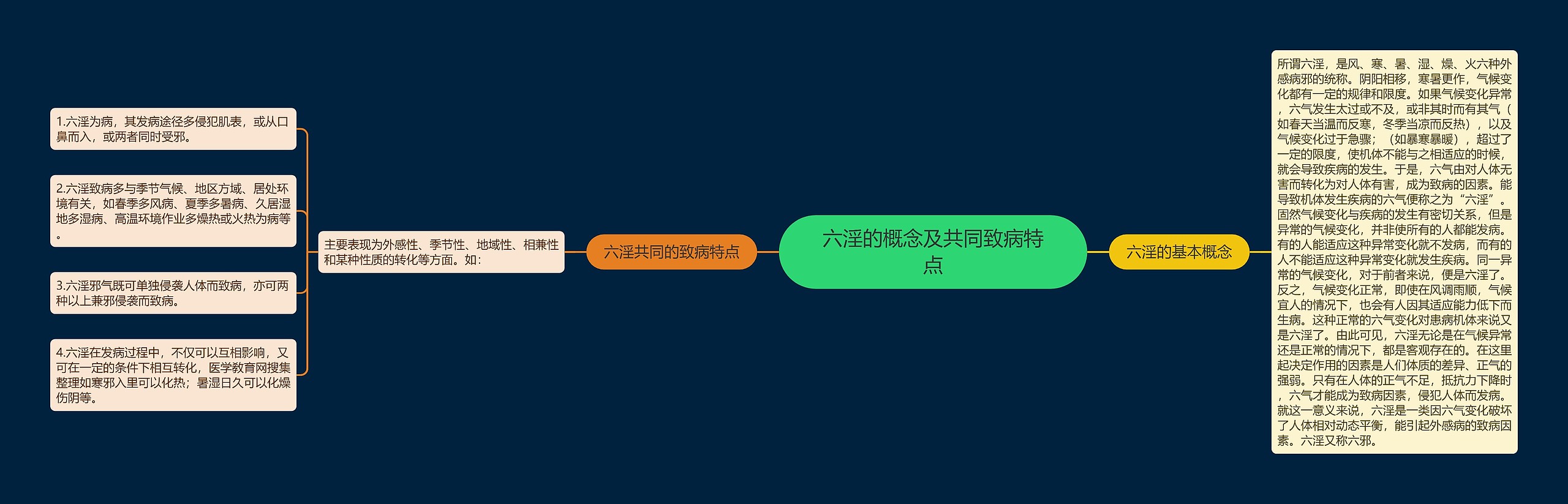 六淫的概念及共同致病特点思维导图