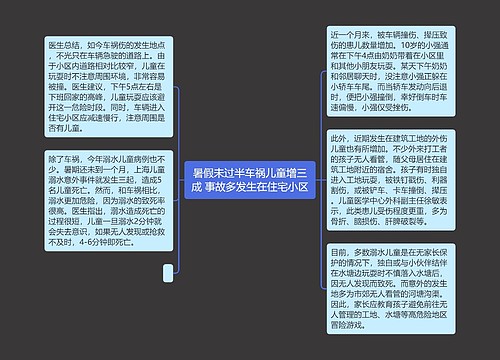 暑假未过半车祸儿童增三成 事故多发生在住宅小区