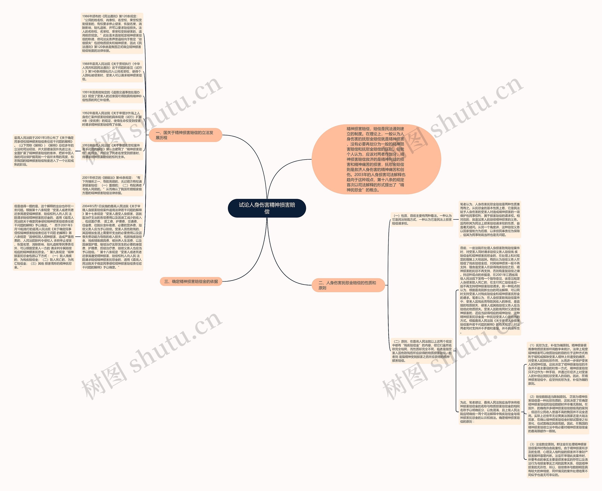 试论人身伤害精神损害赔偿思维导图
