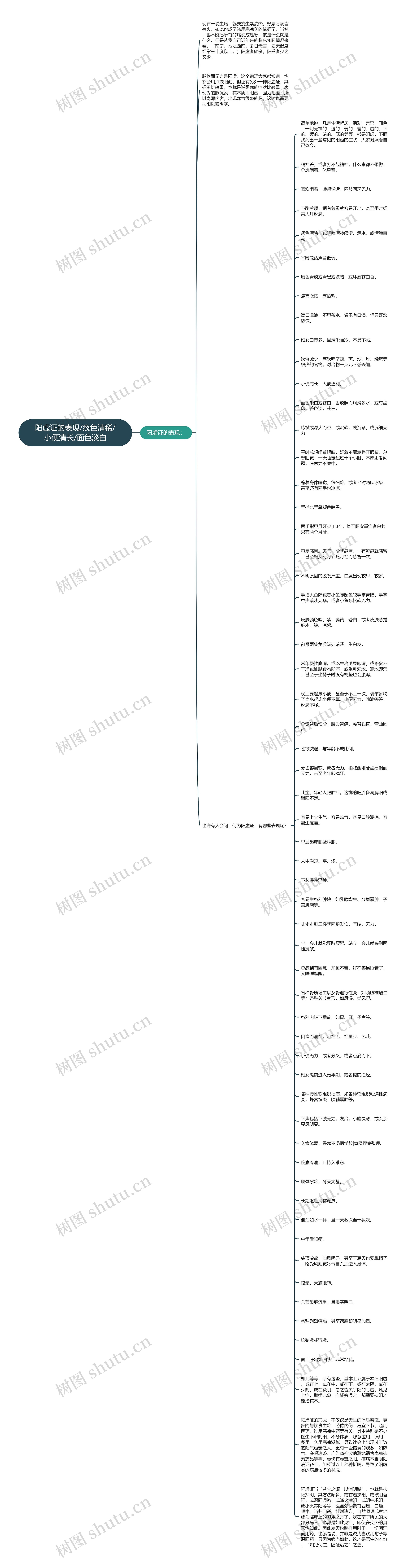 阳虚证的表现/痰色清稀/小便清长/面色淡白思维导图