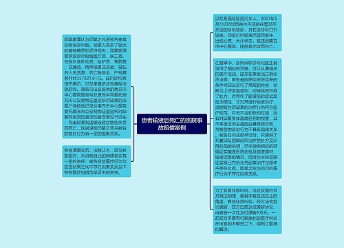 患者输液后死亡的医院事故赔偿案例