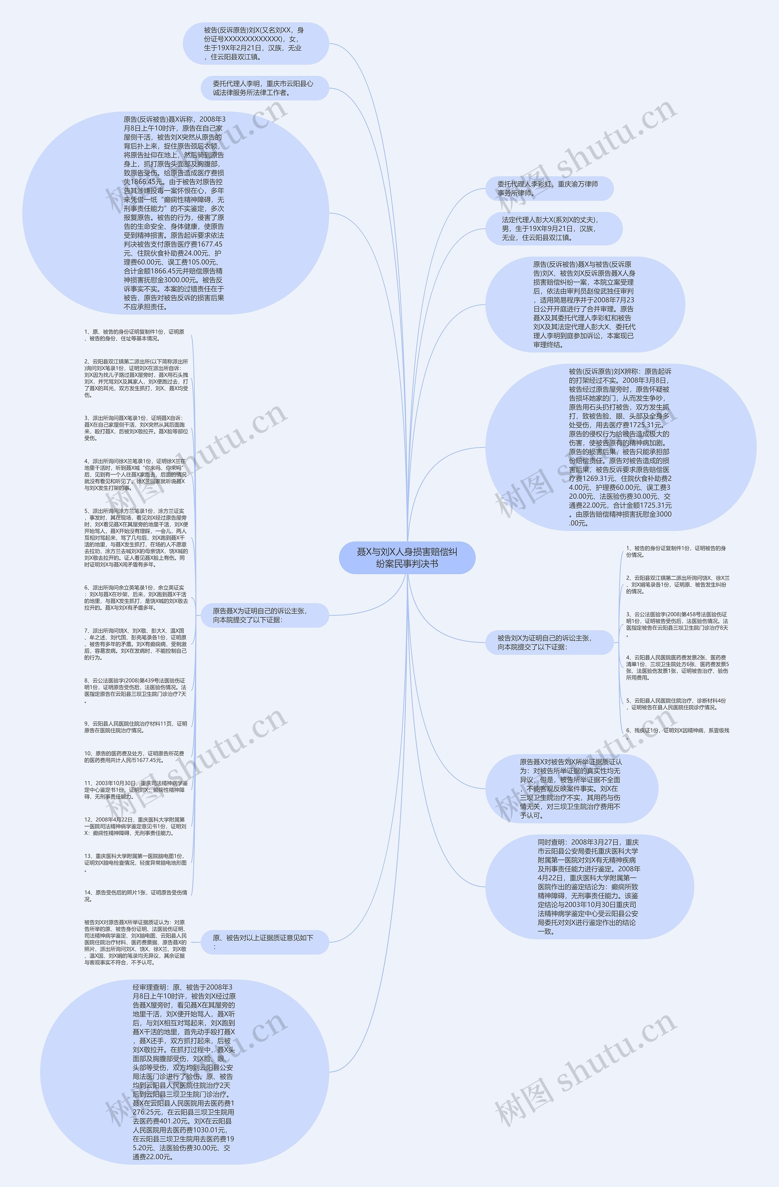 聂X与刘X人身损害赔偿纠纷案民事判决书思维导图