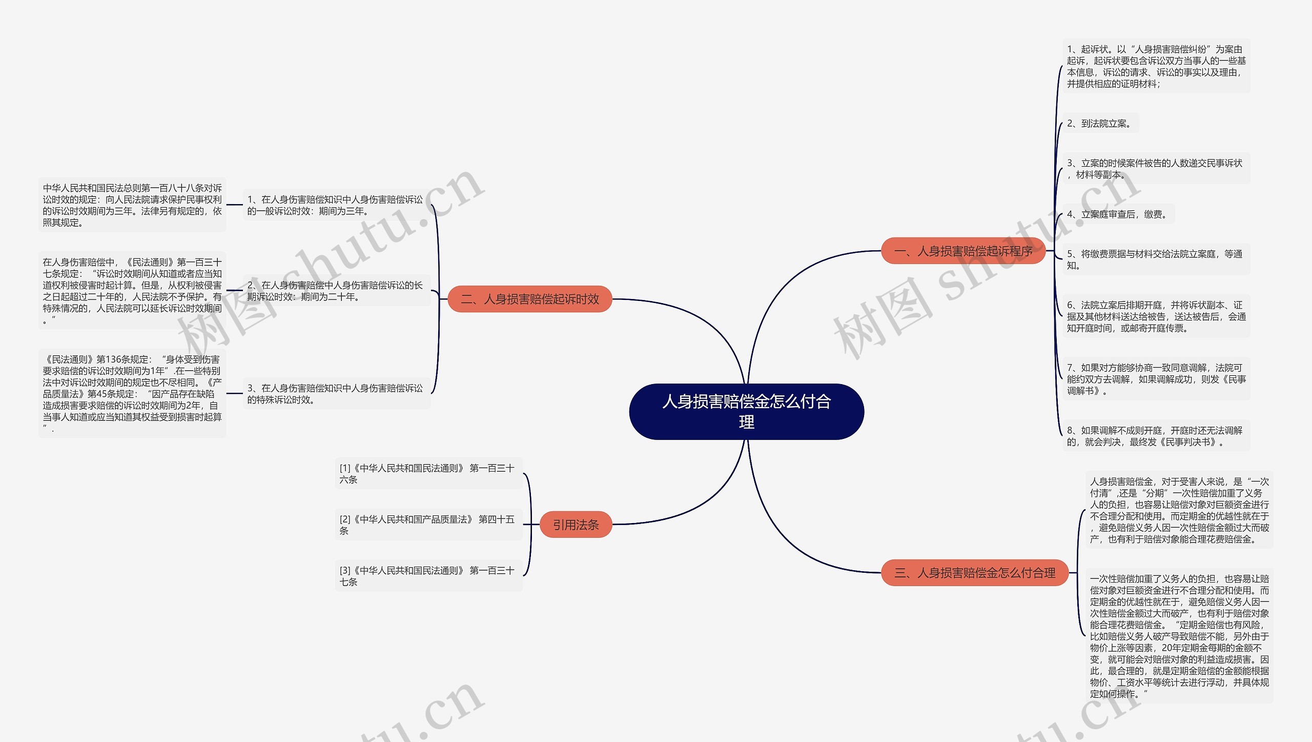 人身损害赔偿金怎么付合理思维导图