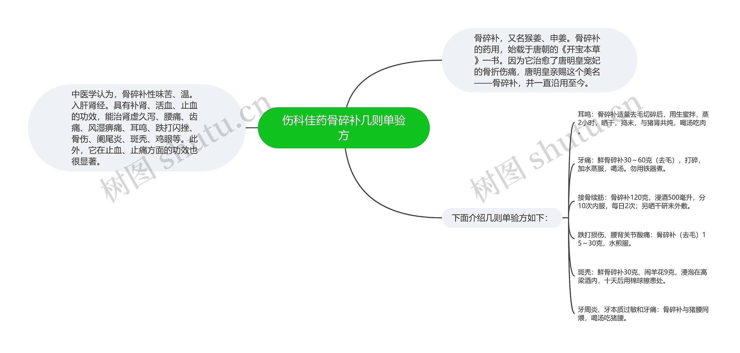 伤科佳药骨碎补几则单验方思维导图