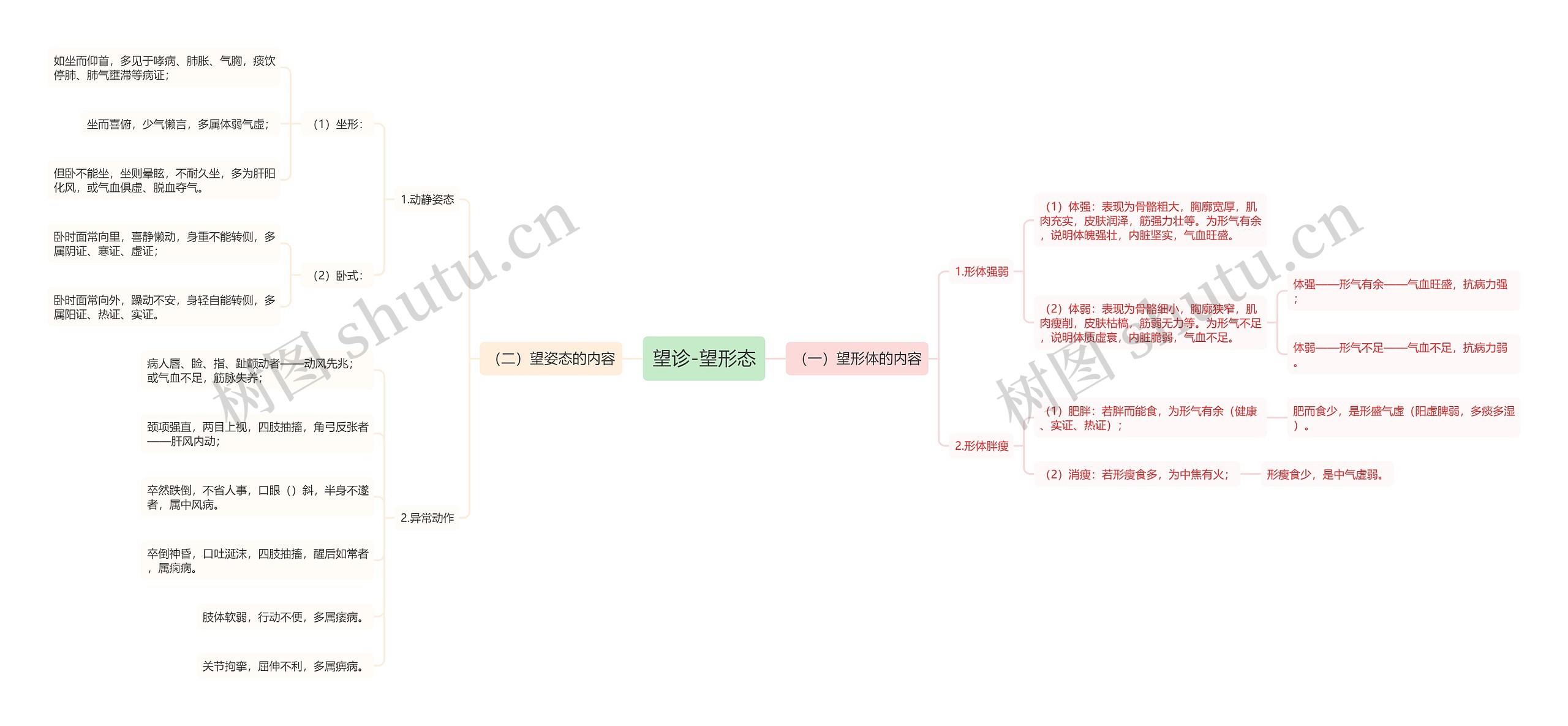 望诊-望形态思维导图