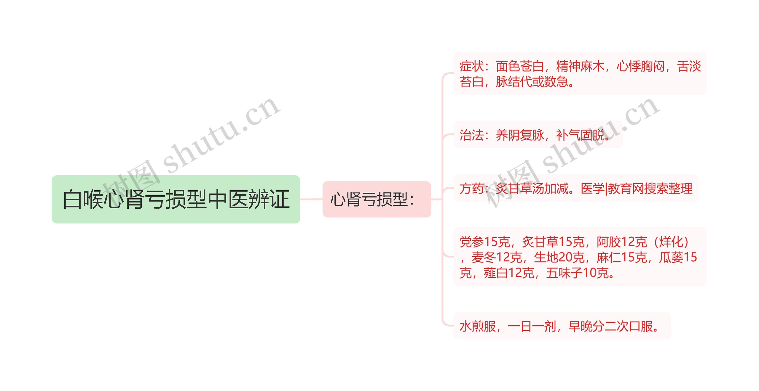 白喉心肾亏损型中医辨证思维导图