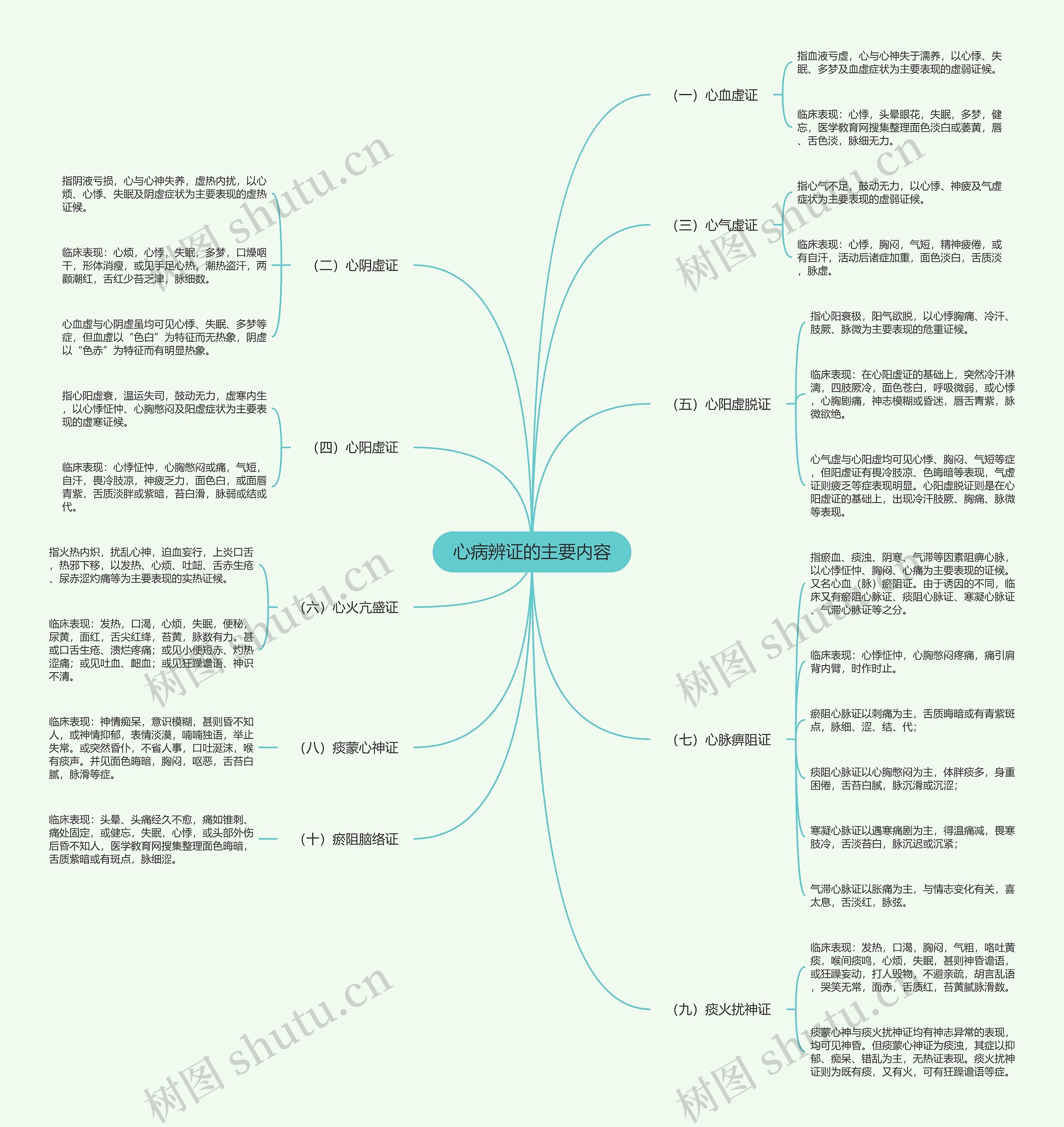 心病辨证的主要内容思维导图