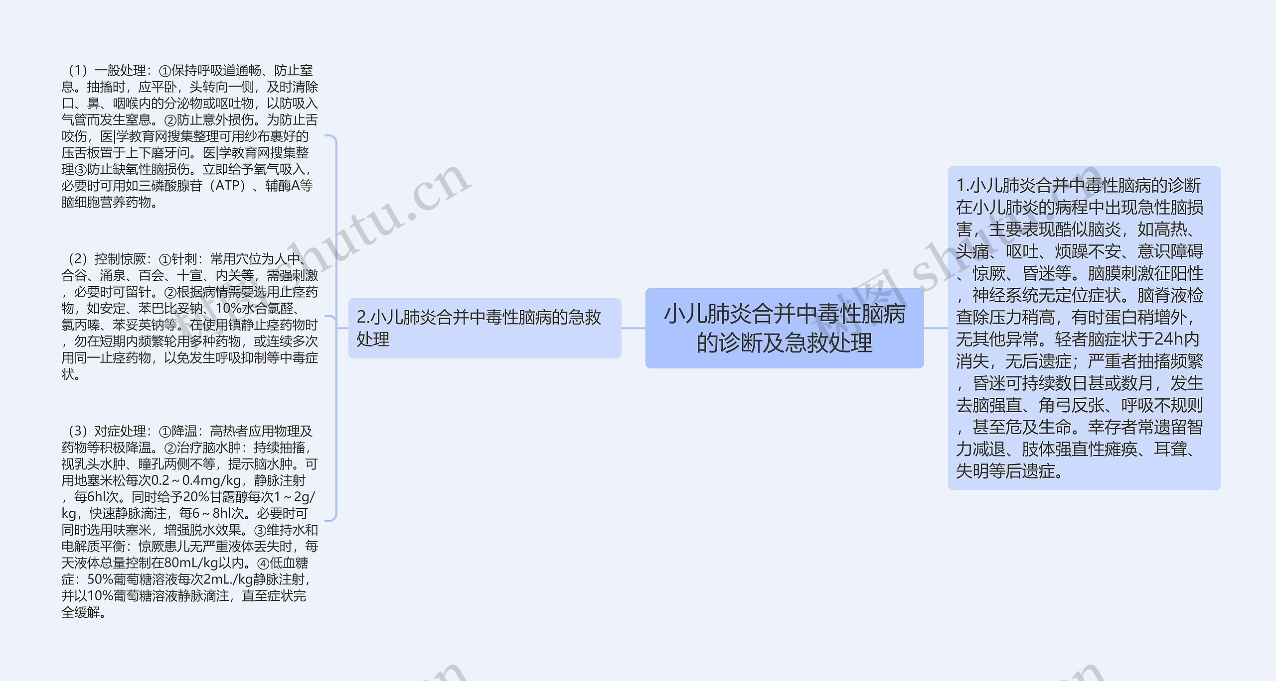 小儿肺炎合并中毒性脑病的诊断及急救处理思维导图