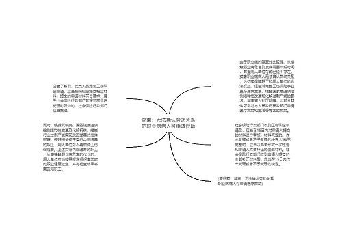 湖南：无法确认劳动关系的职业病病人可申请救助