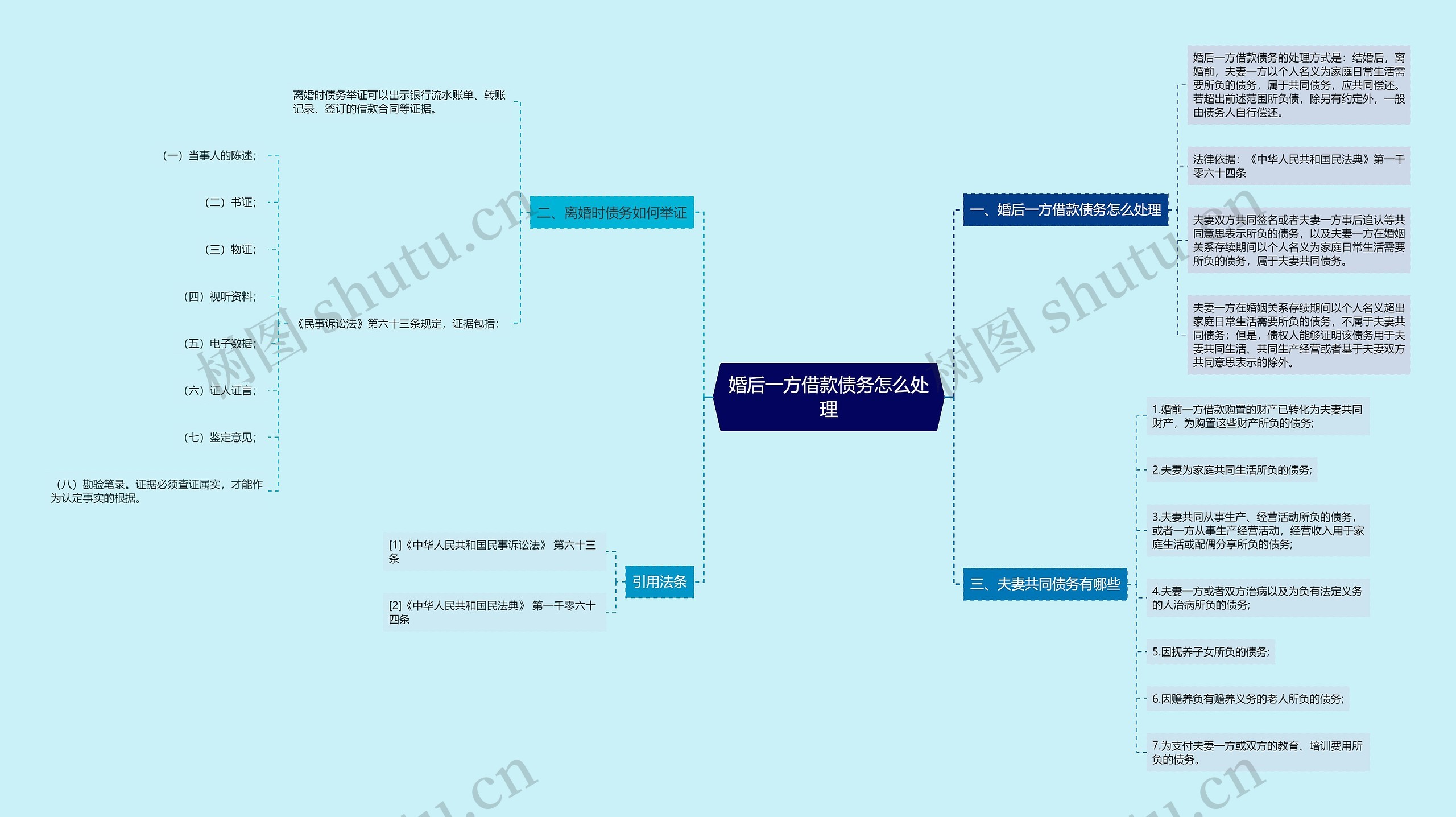 婚后一方借款债务怎么处理思维导图