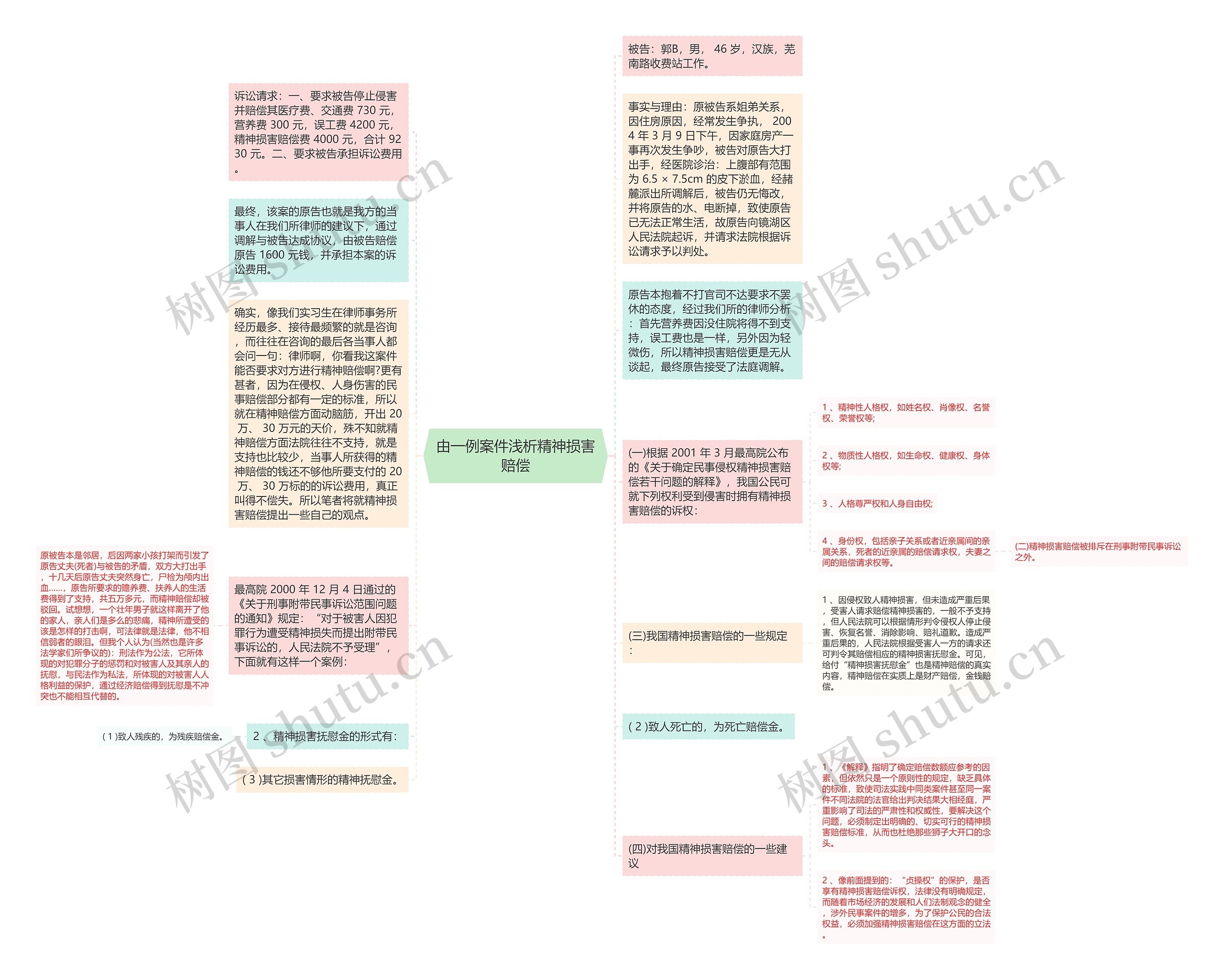 由一例案件浅析精神损害赔偿思维导图