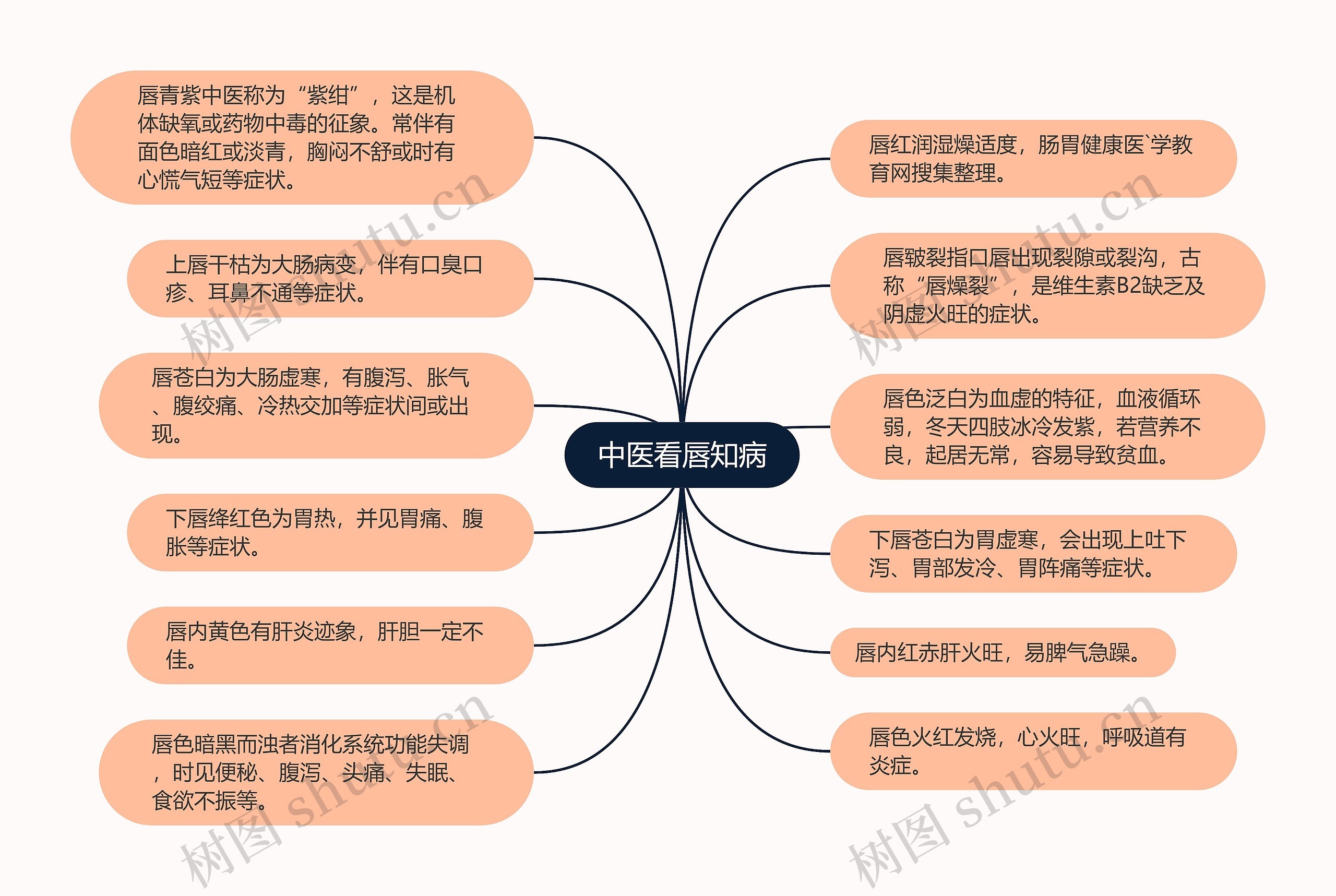 中医看唇知病思维导图