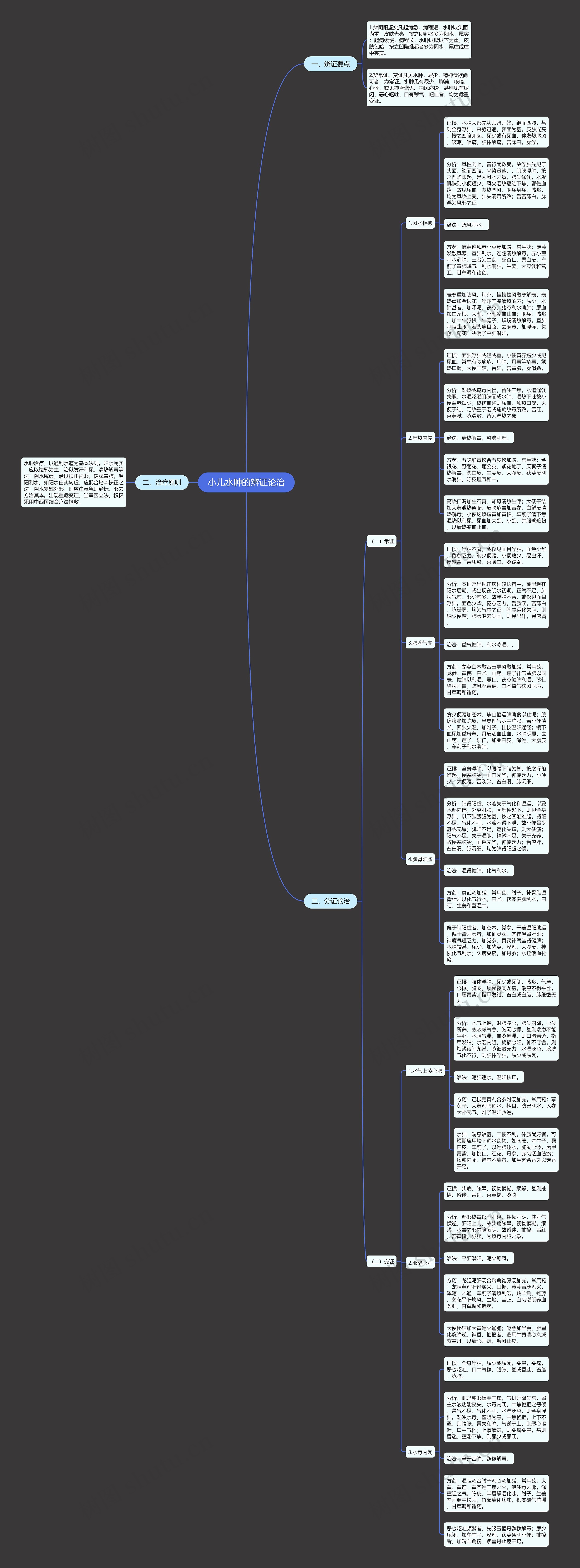 小儿水肿的辨证论治思维导图