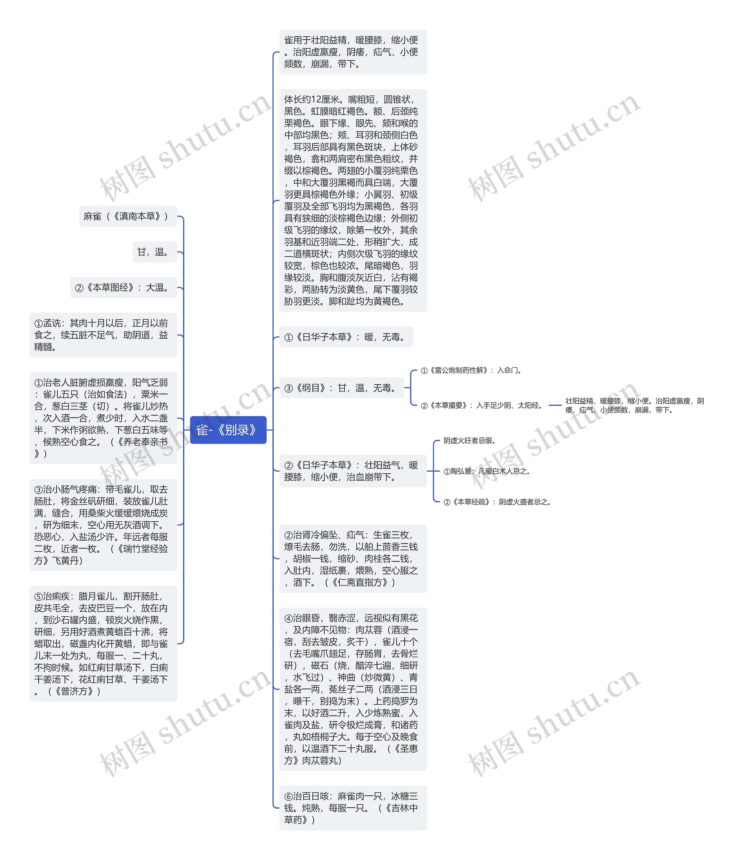 雀-《别录》思维导图