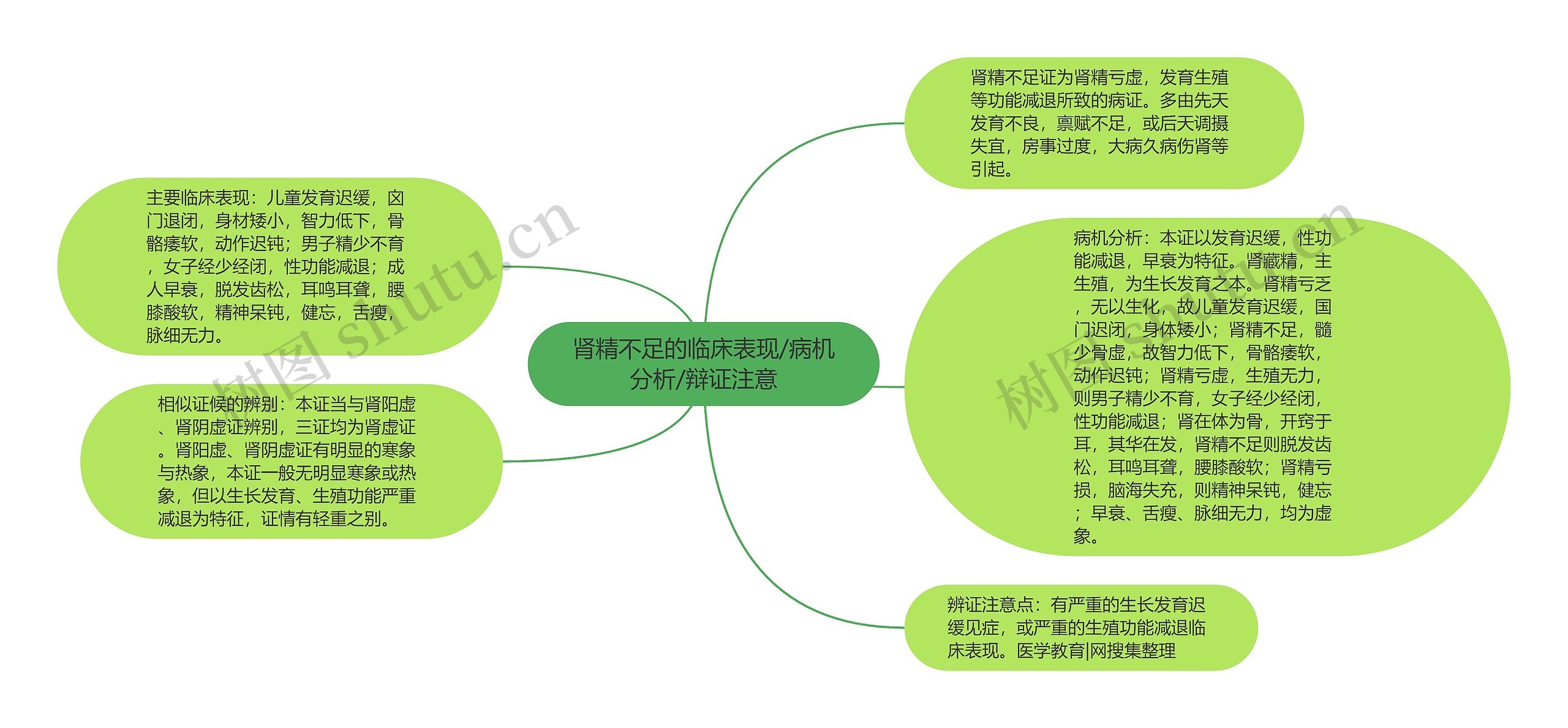 肾精不足的临床表现/病机分析/辩证注意思维导图