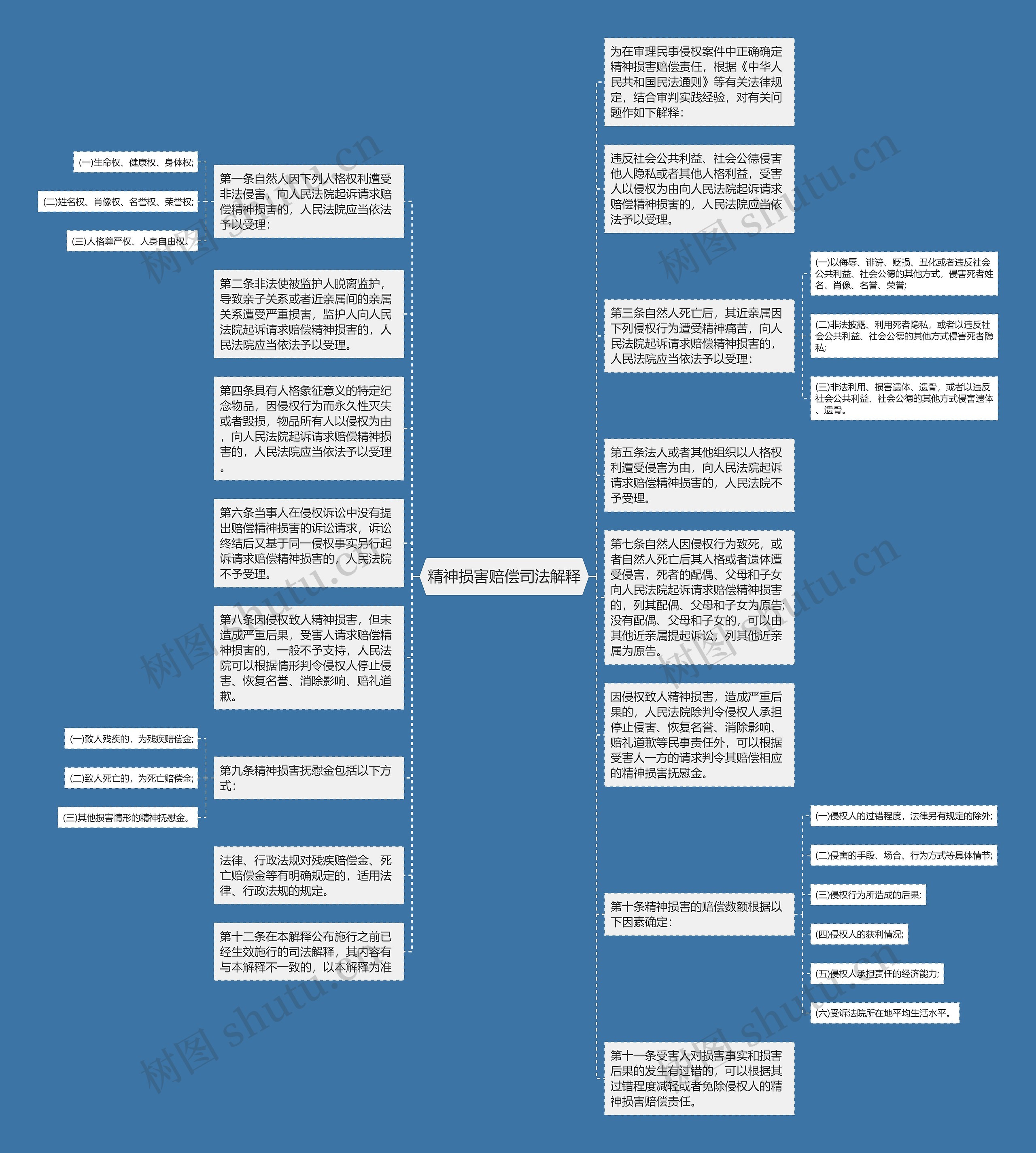精神损害赔偿司法解释思维导图