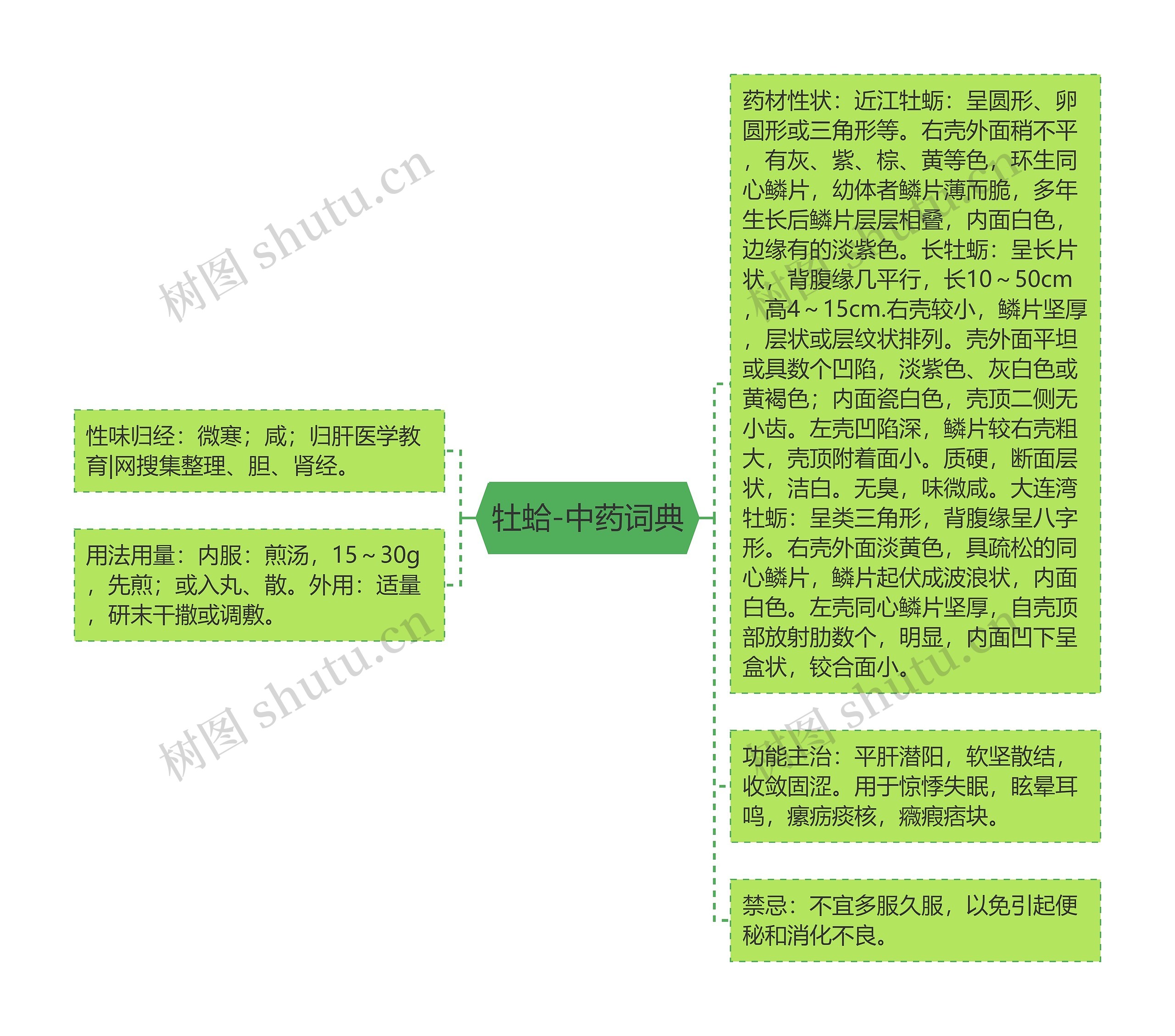 牡蛤-中药词典思维导图