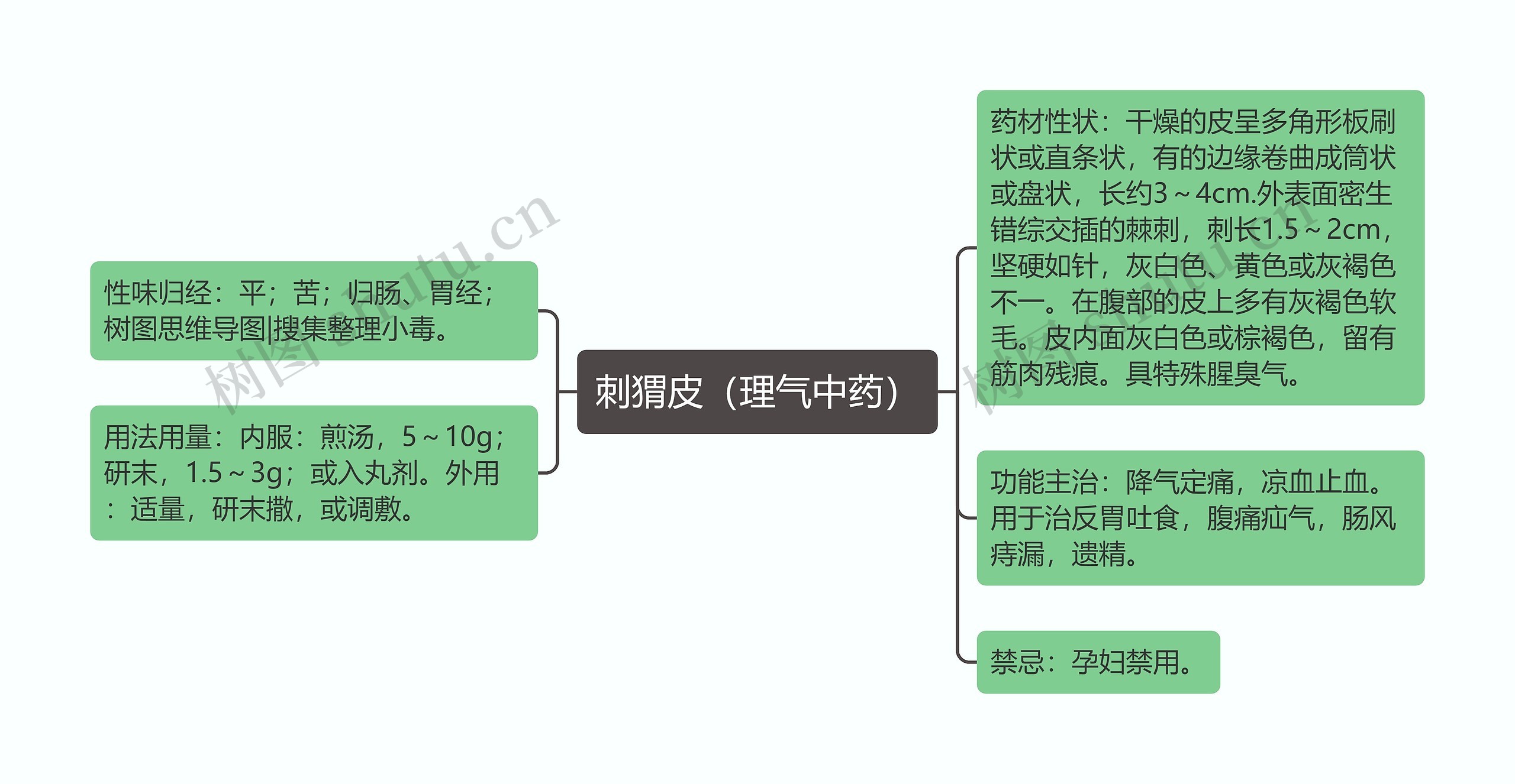 刺猬皮（理气中药）思维导图