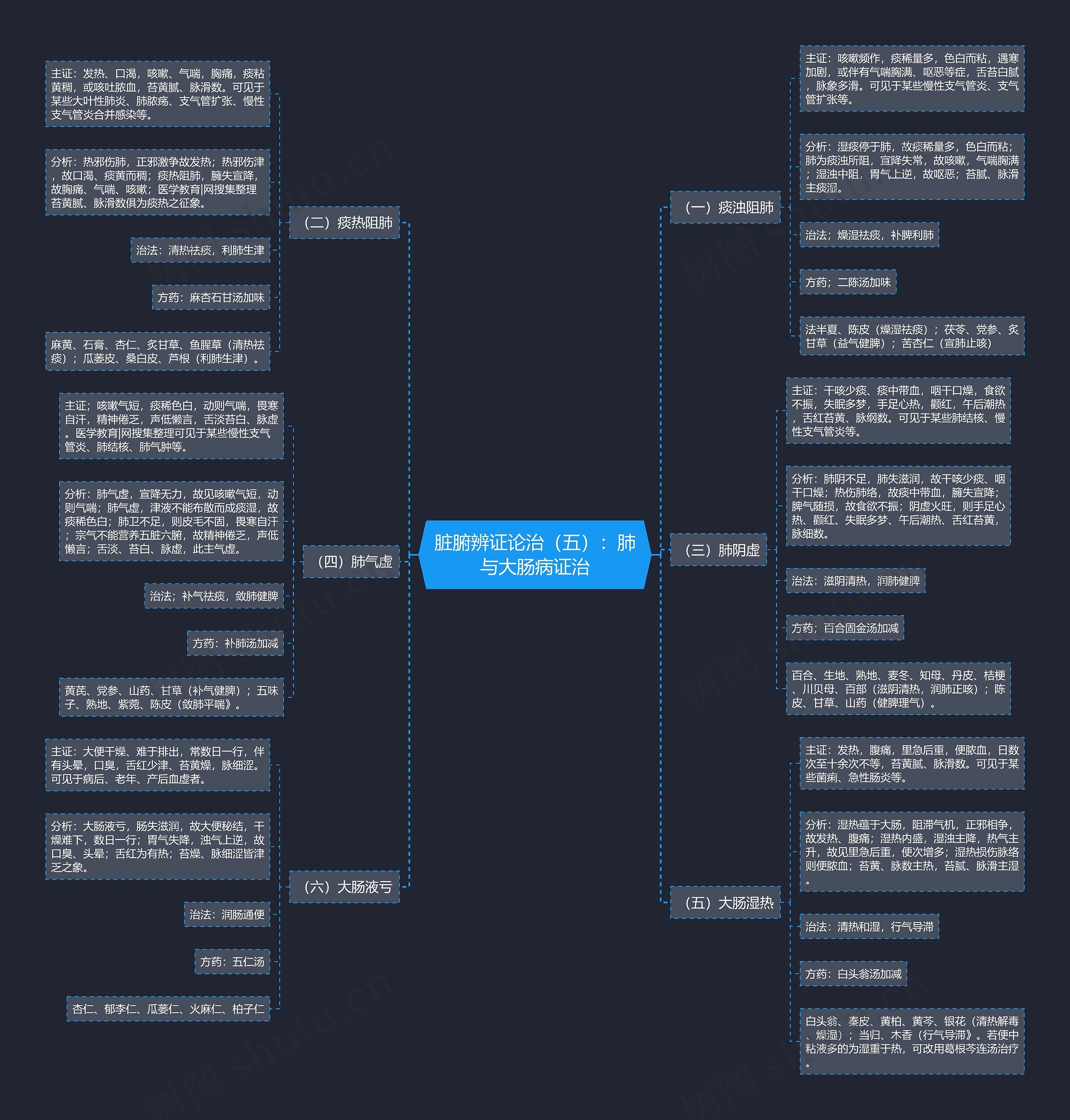 脏腑辨证论治（五）：肺与大肠病证治思维导图