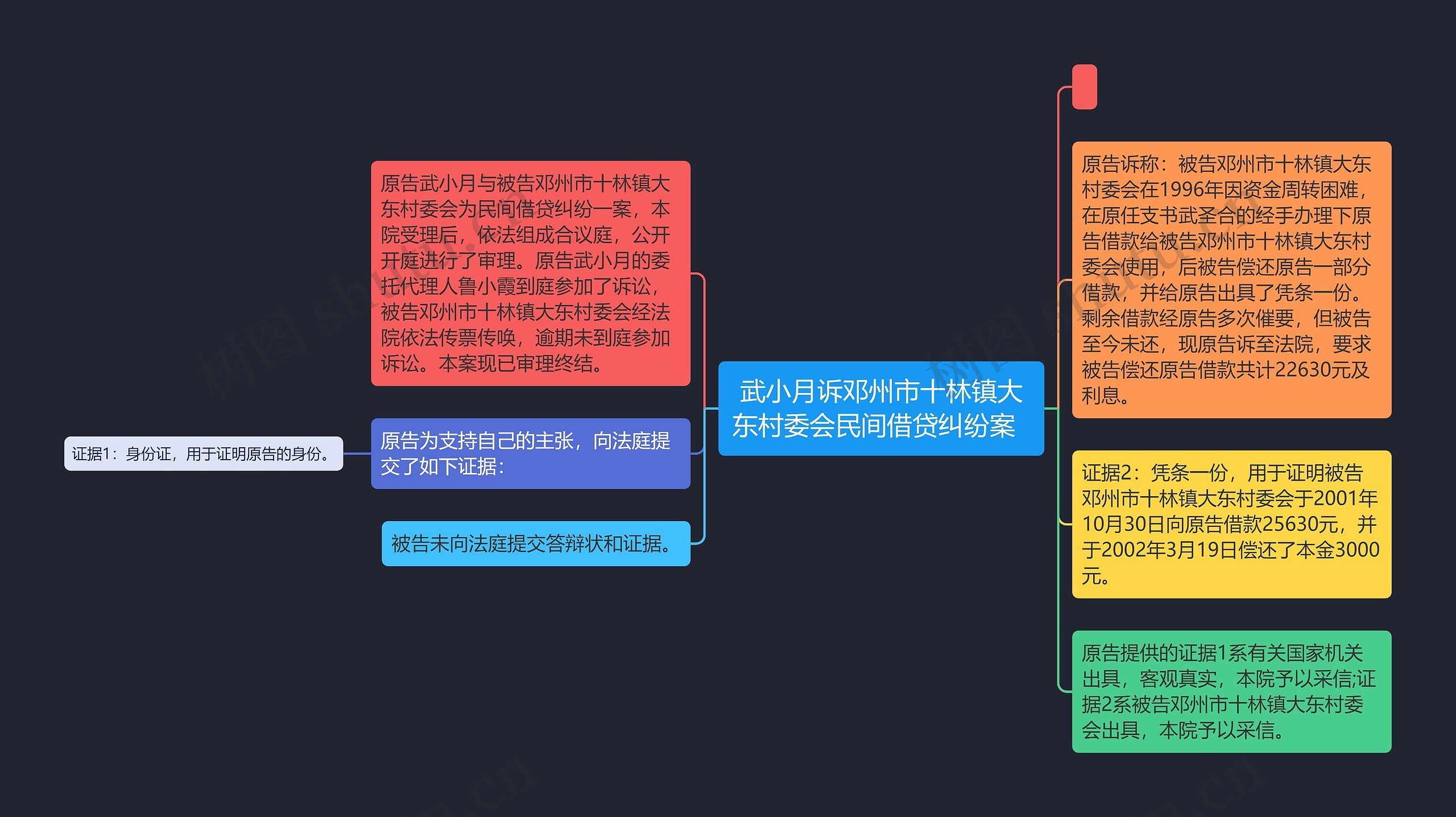 武小月诉邓州市十林镇大东村委会民间借贷纠纷案  思维导图