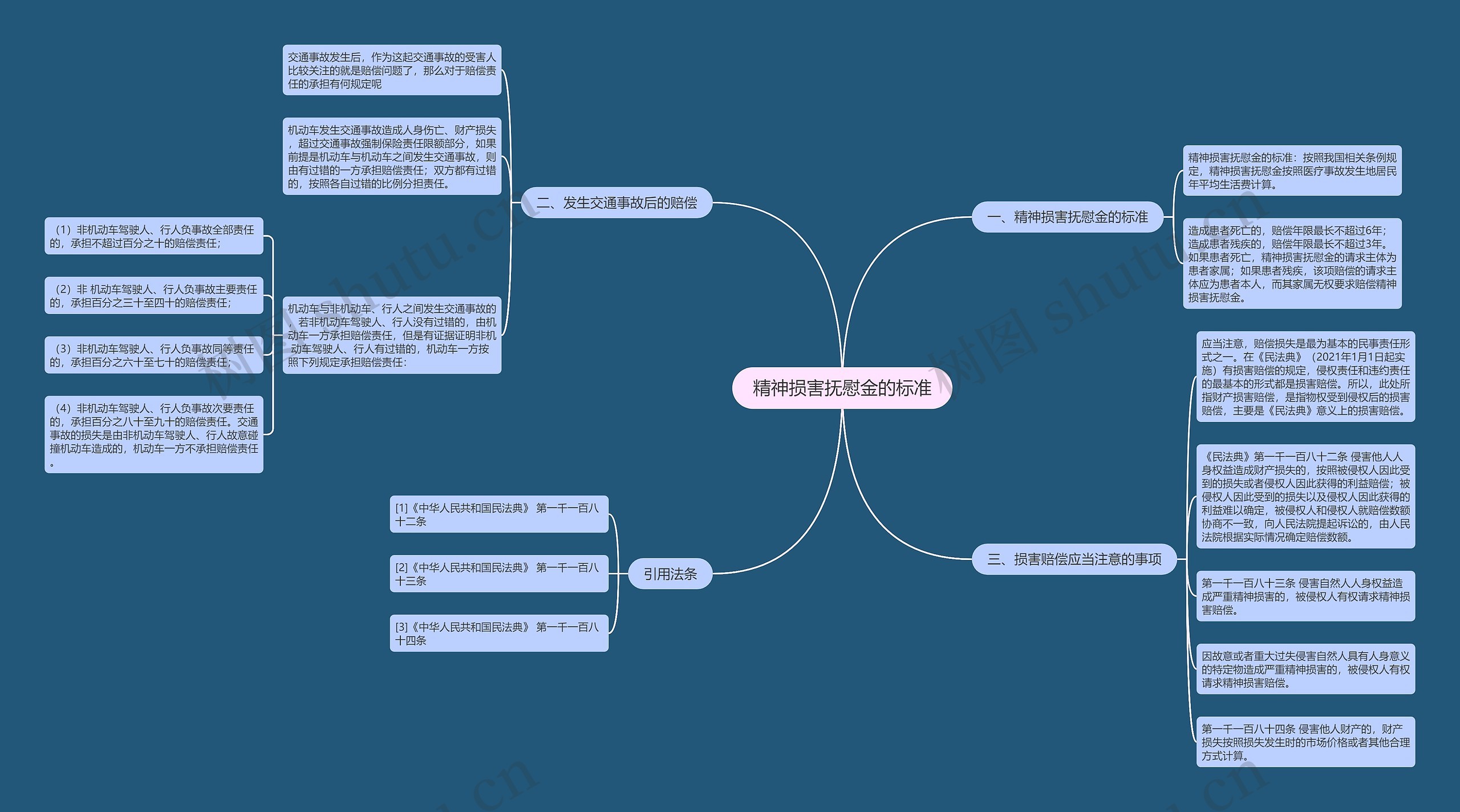 精神损害抚慰金的标准思维导图